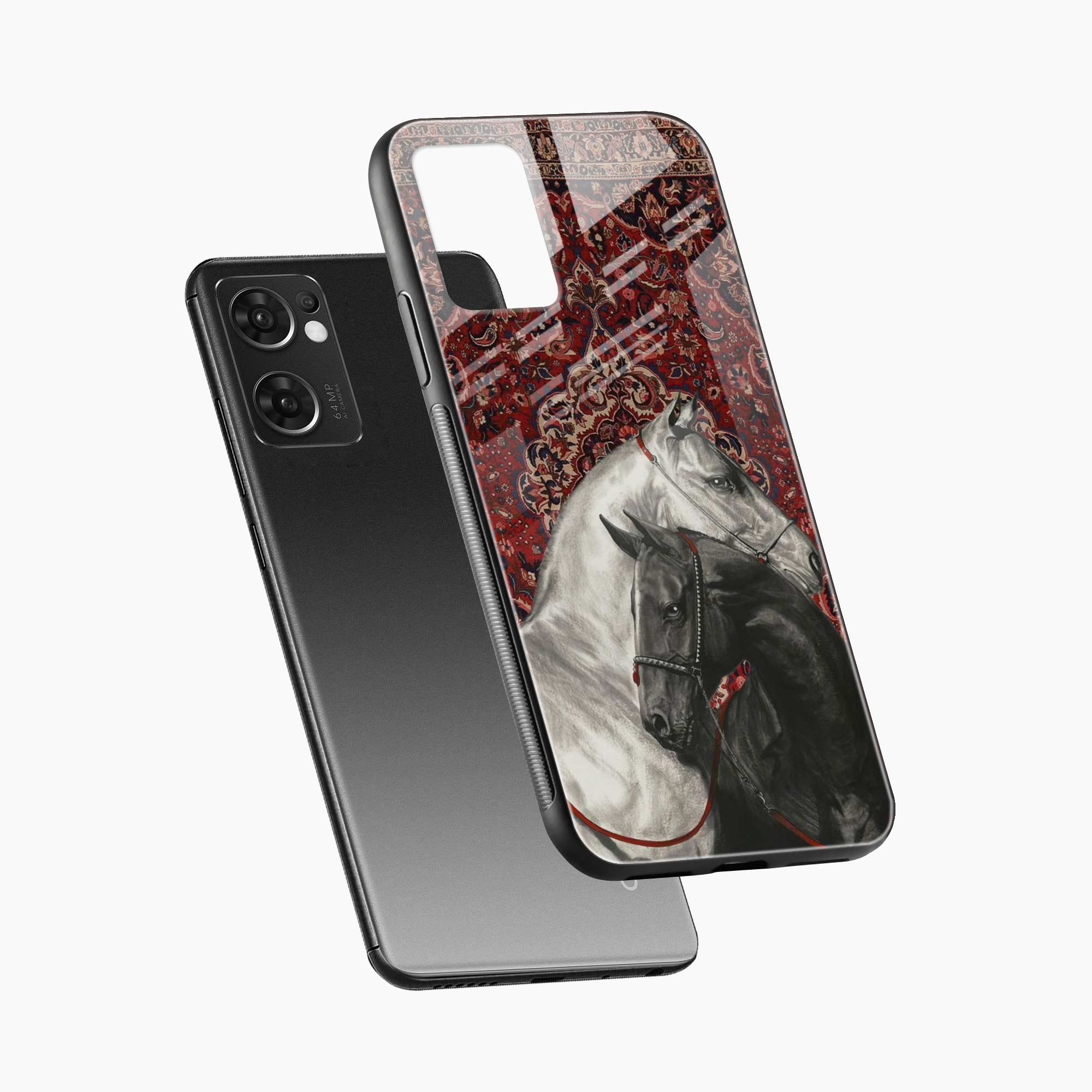 Black And White Horse Oppo Reno 7 5G Back Cover