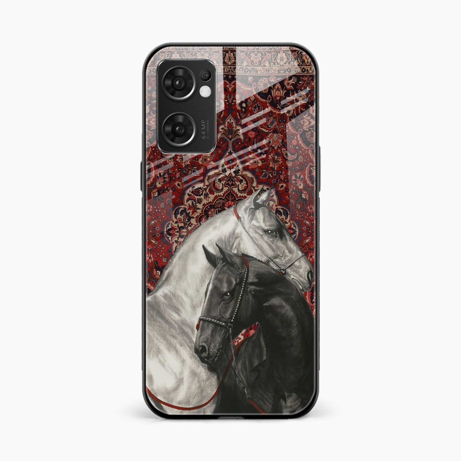 Black And White Horse Oppo Reno 7 5G Back Cover