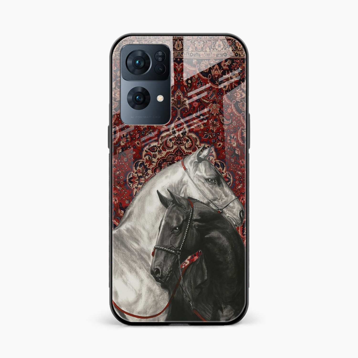 Black And White Horse Oppo Reno 7 Pro Back Cover