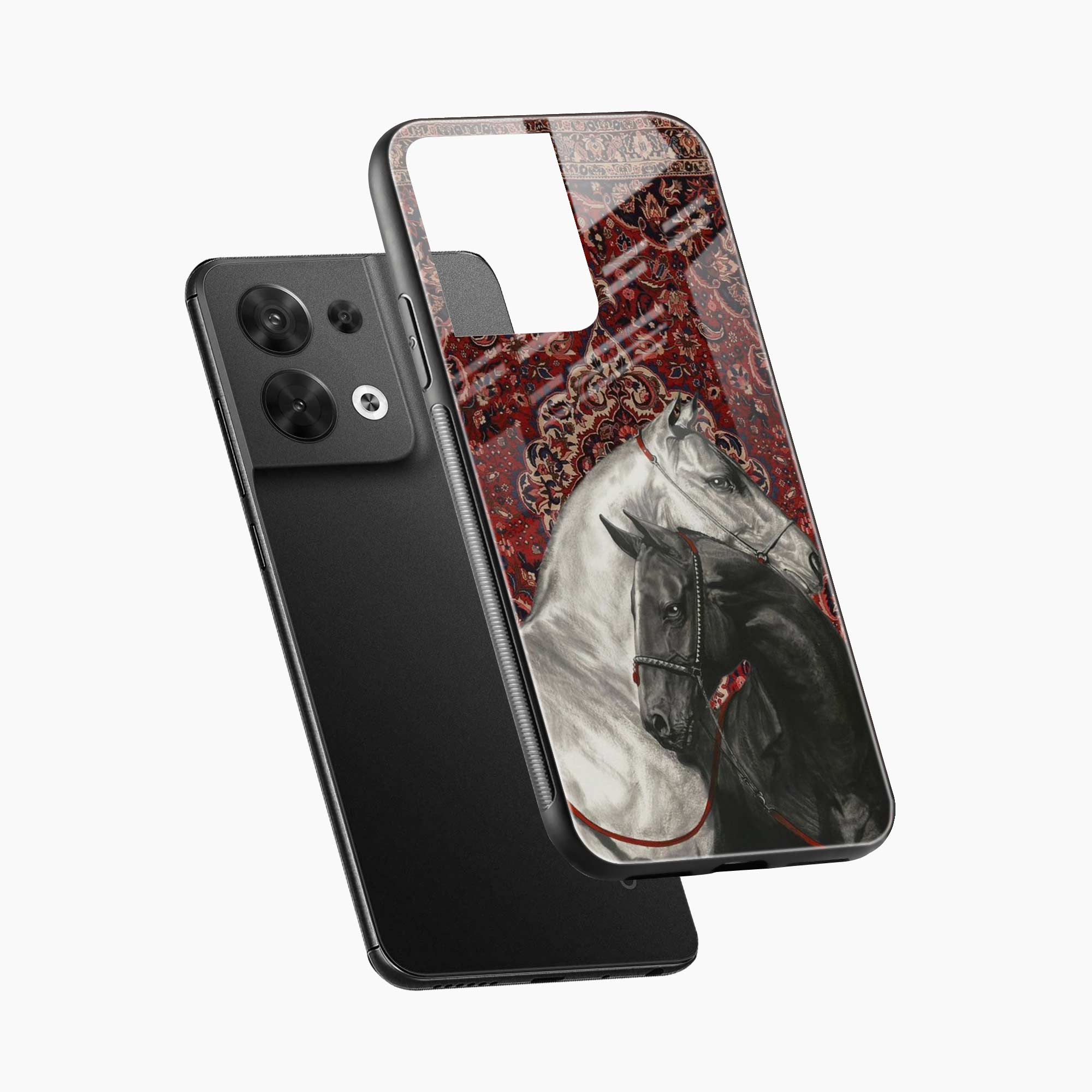 Black And White Horse Oppo Reno 8 Back Cover