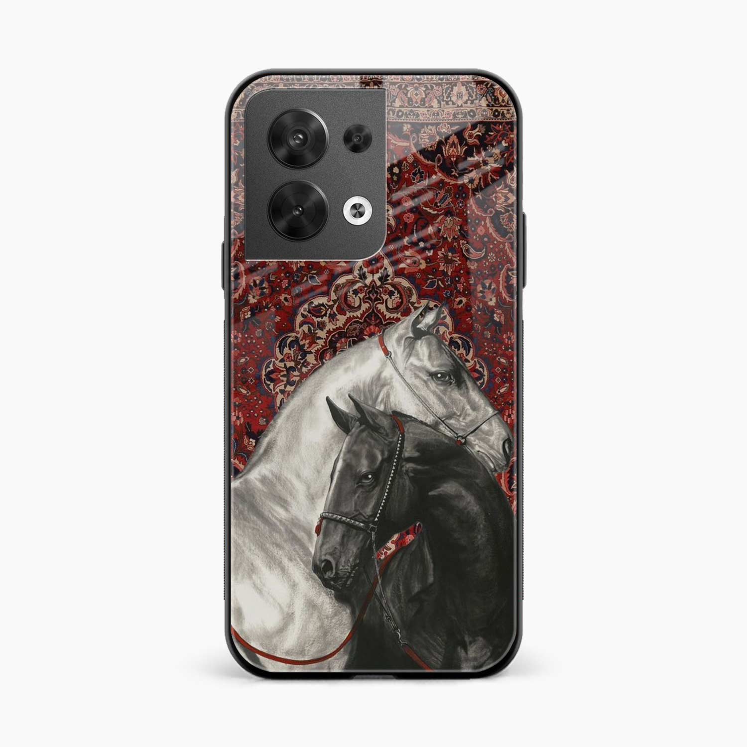 Black And White Horse Oppo Reno 8 Back Cover