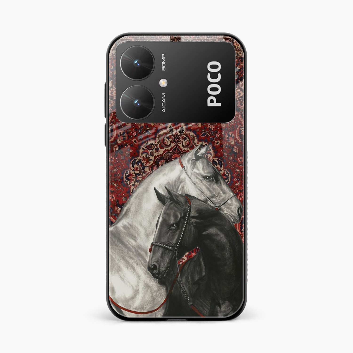 Black And White Horse Poco M6 5G Back Cover