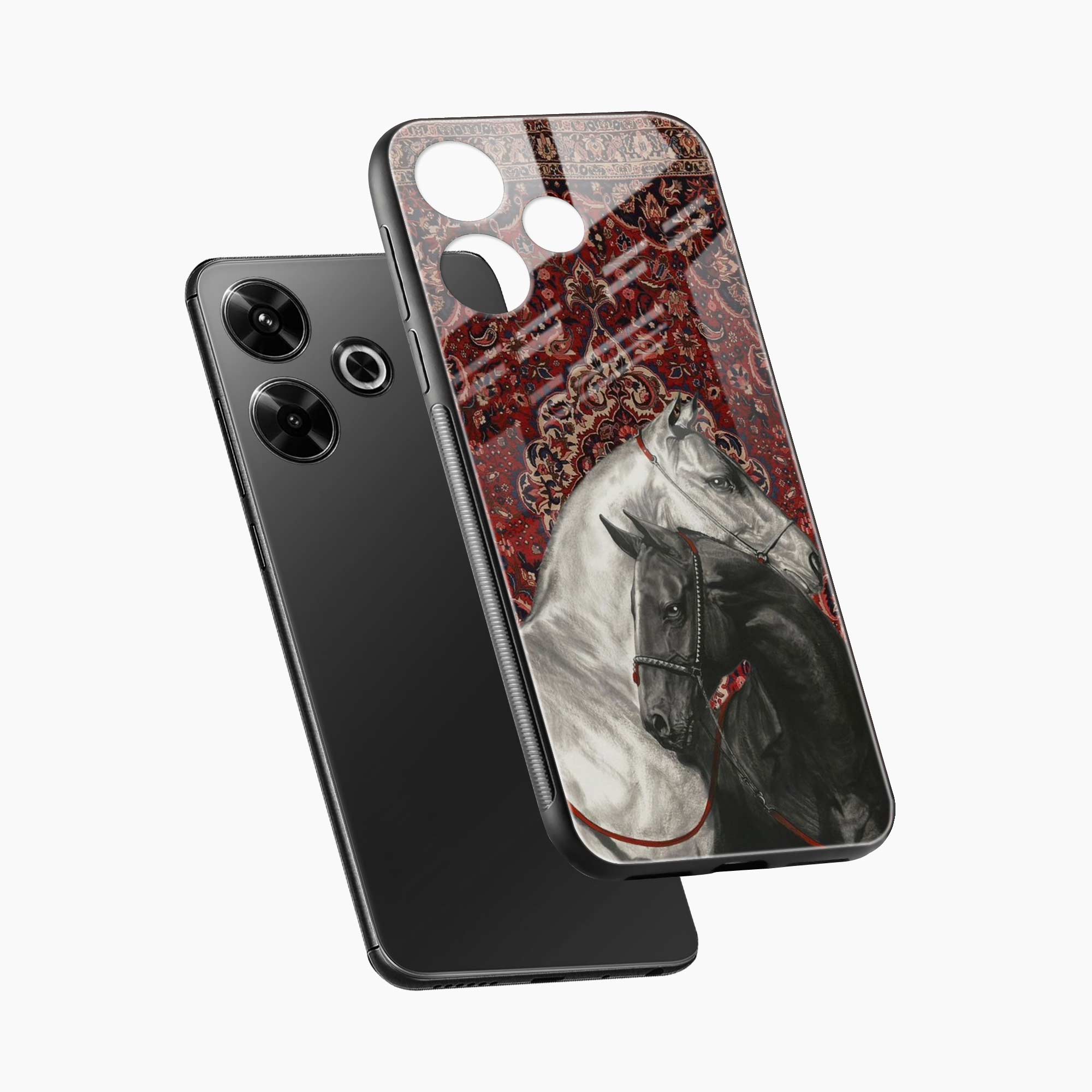 Black And White Horse Poco M6 Plus 5G Back Cover