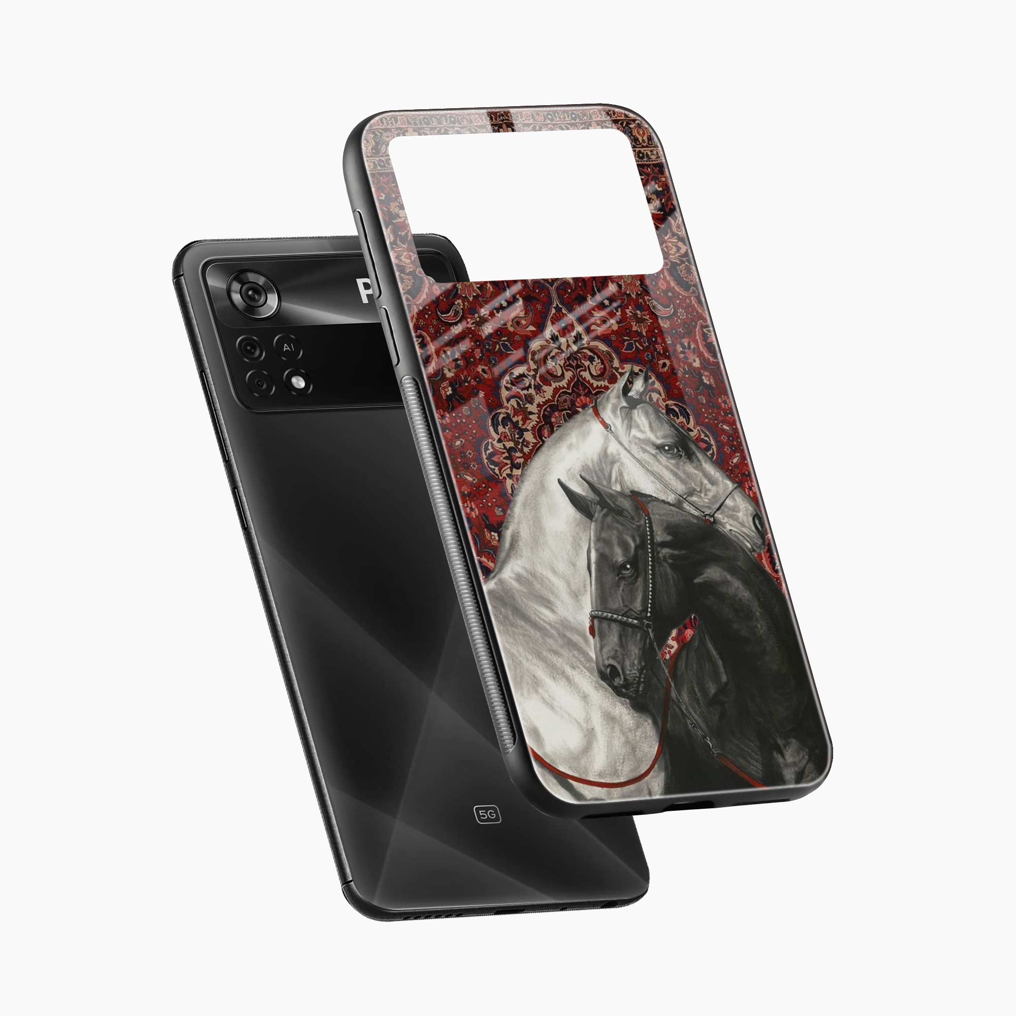 Black And White Horse Poco X4 Pro 5G Back Cover