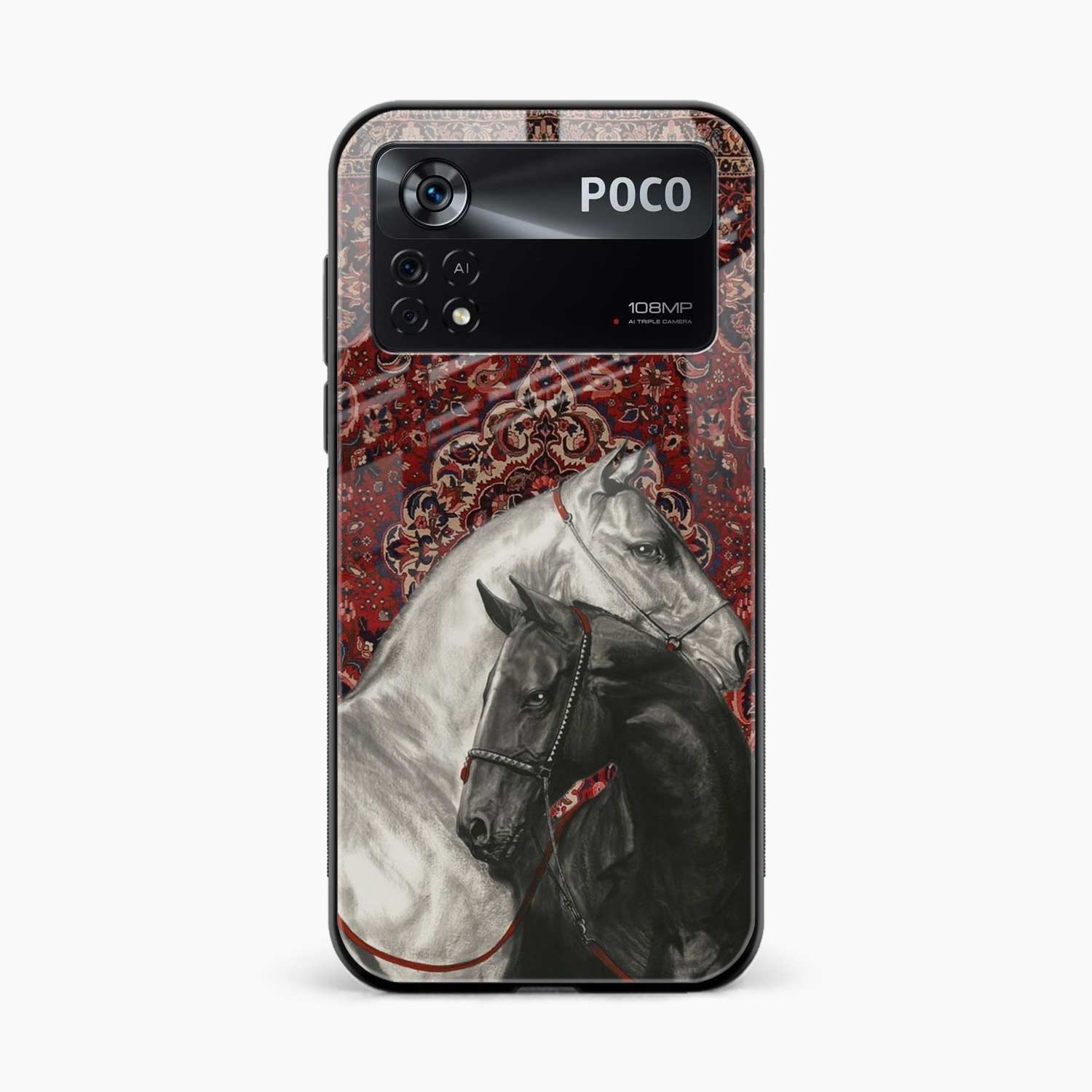 Black And White Horse Poco X4 Pro 5G Back Cover