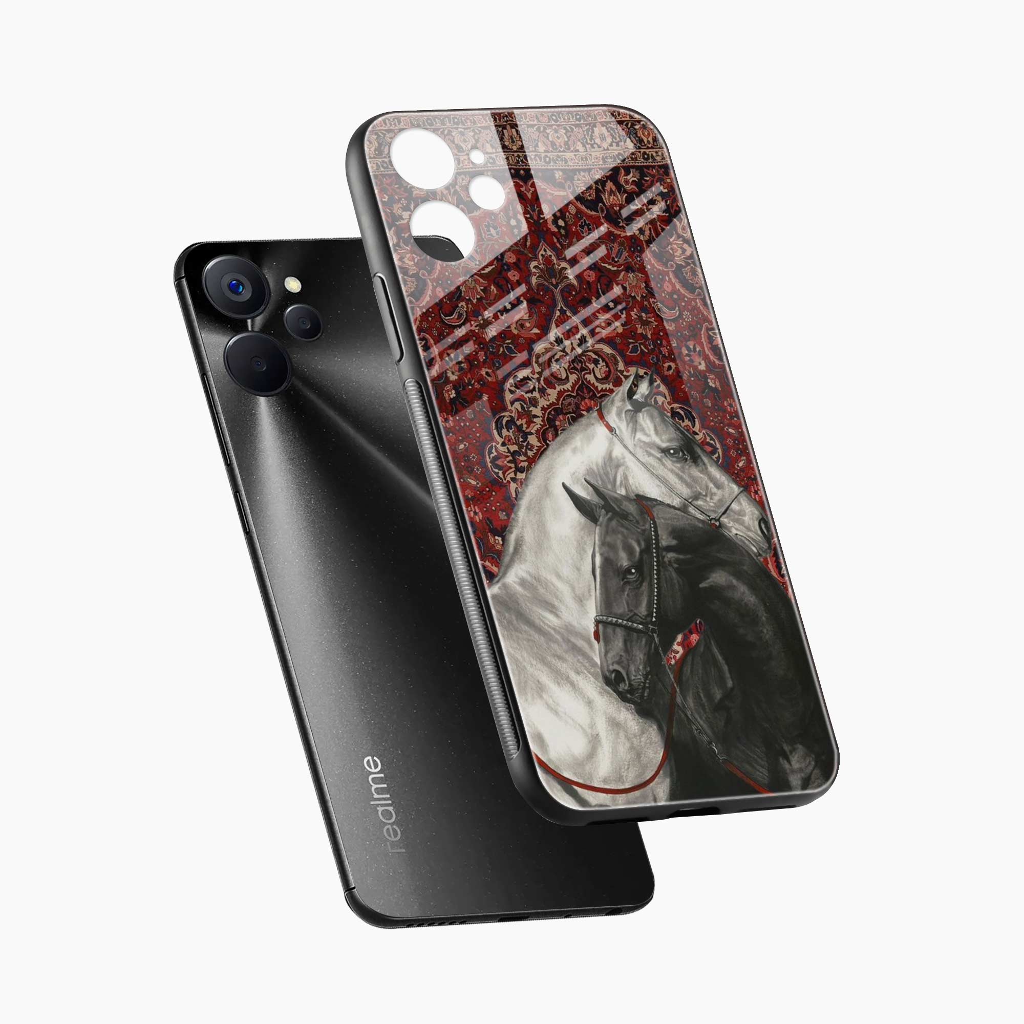 Black And White Horse Realme 10T Back Cover