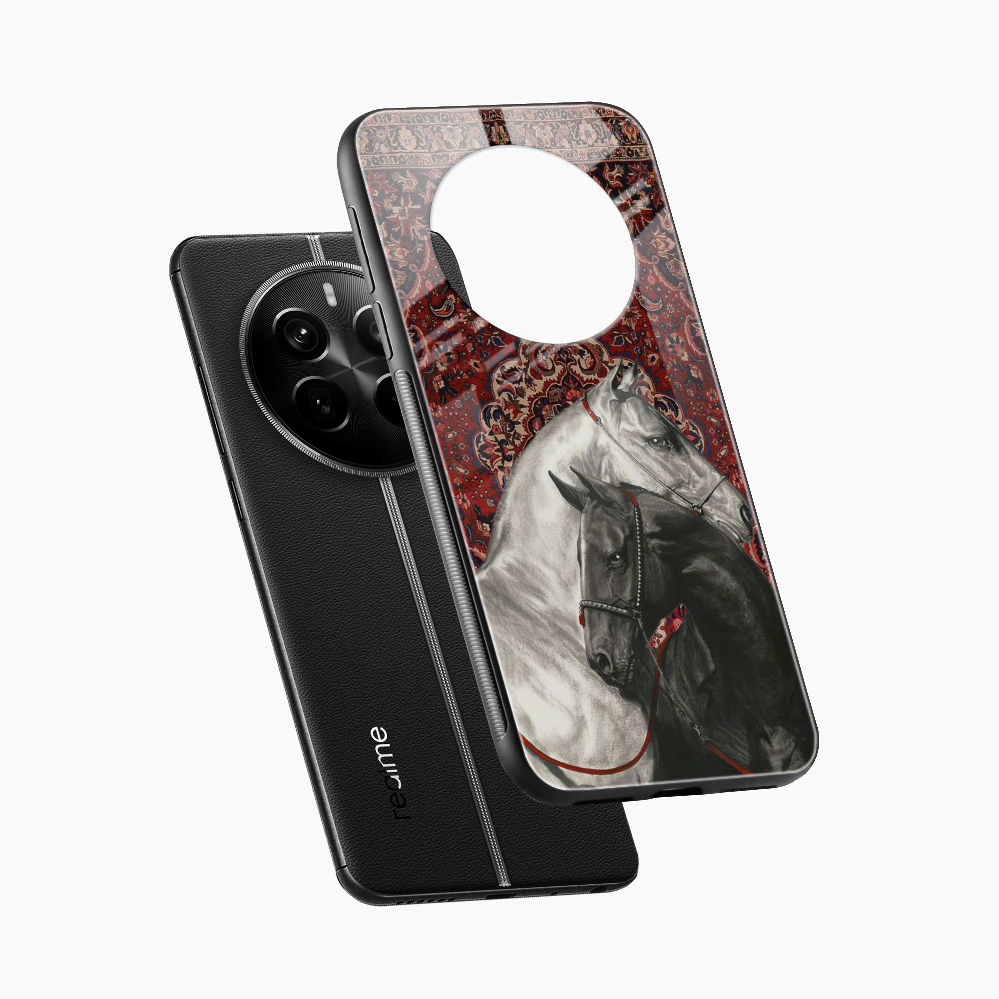 Black And White Horse Realme 12 Plus 5G Back Cover