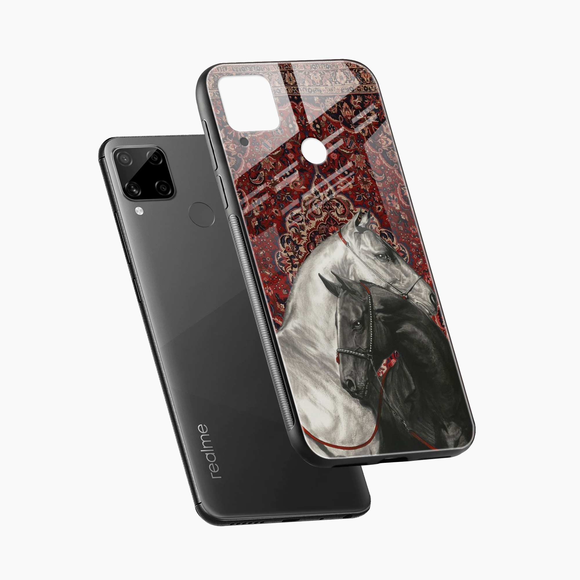 Black And White Horse Realme C15 Back Cover