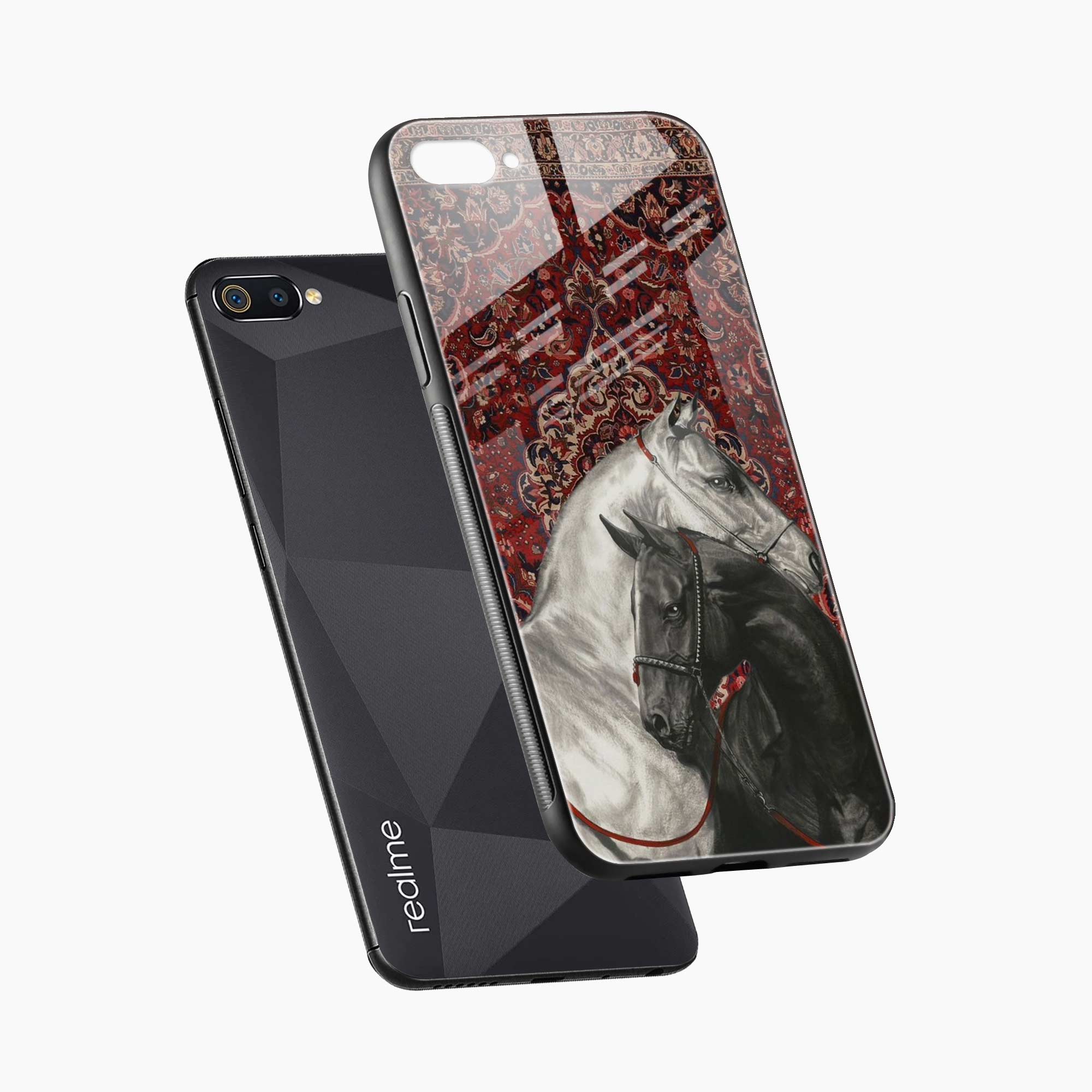 Black And White Horse Realme C2 Back Cover
