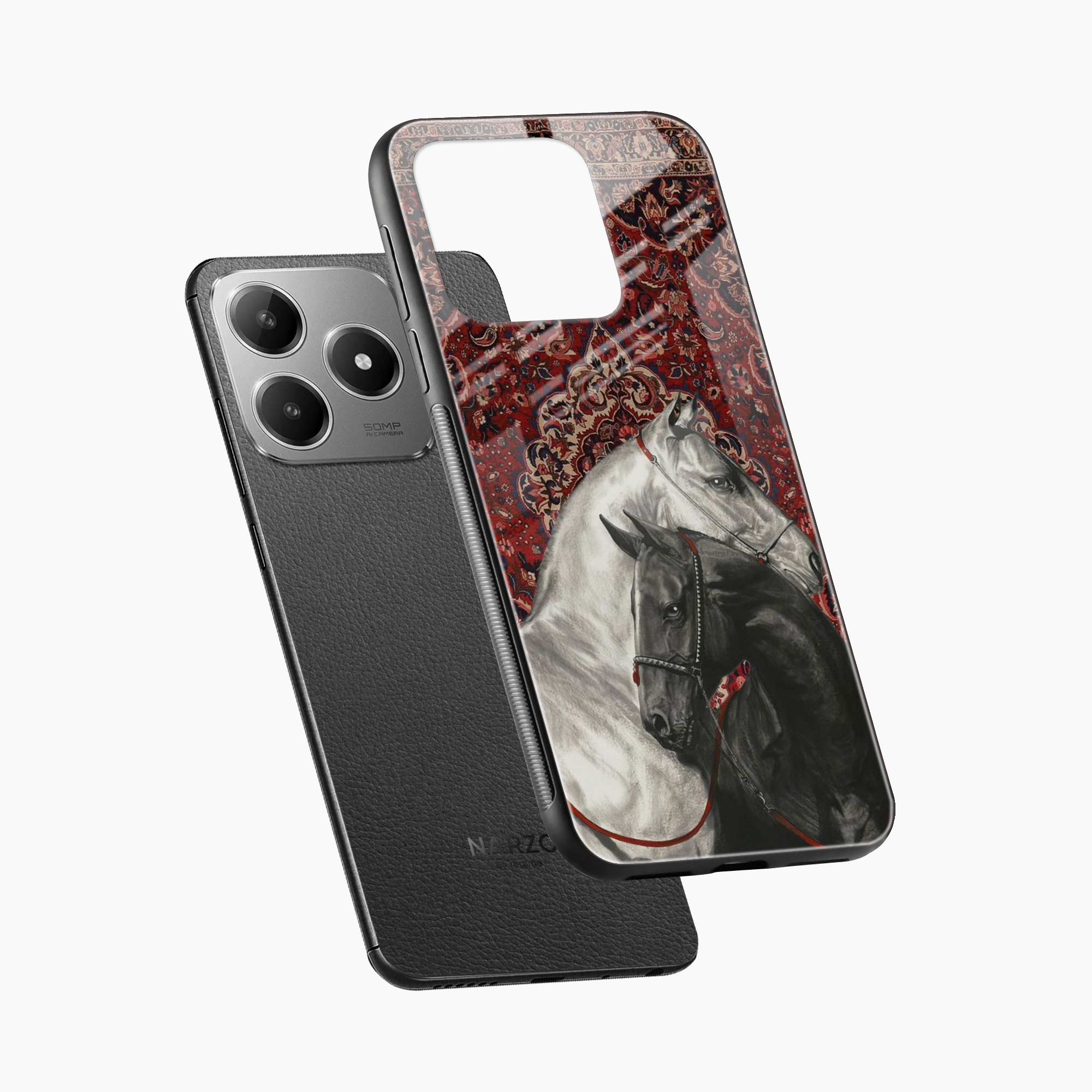 Black And White Horse Realme Narzo N63 Back Cover