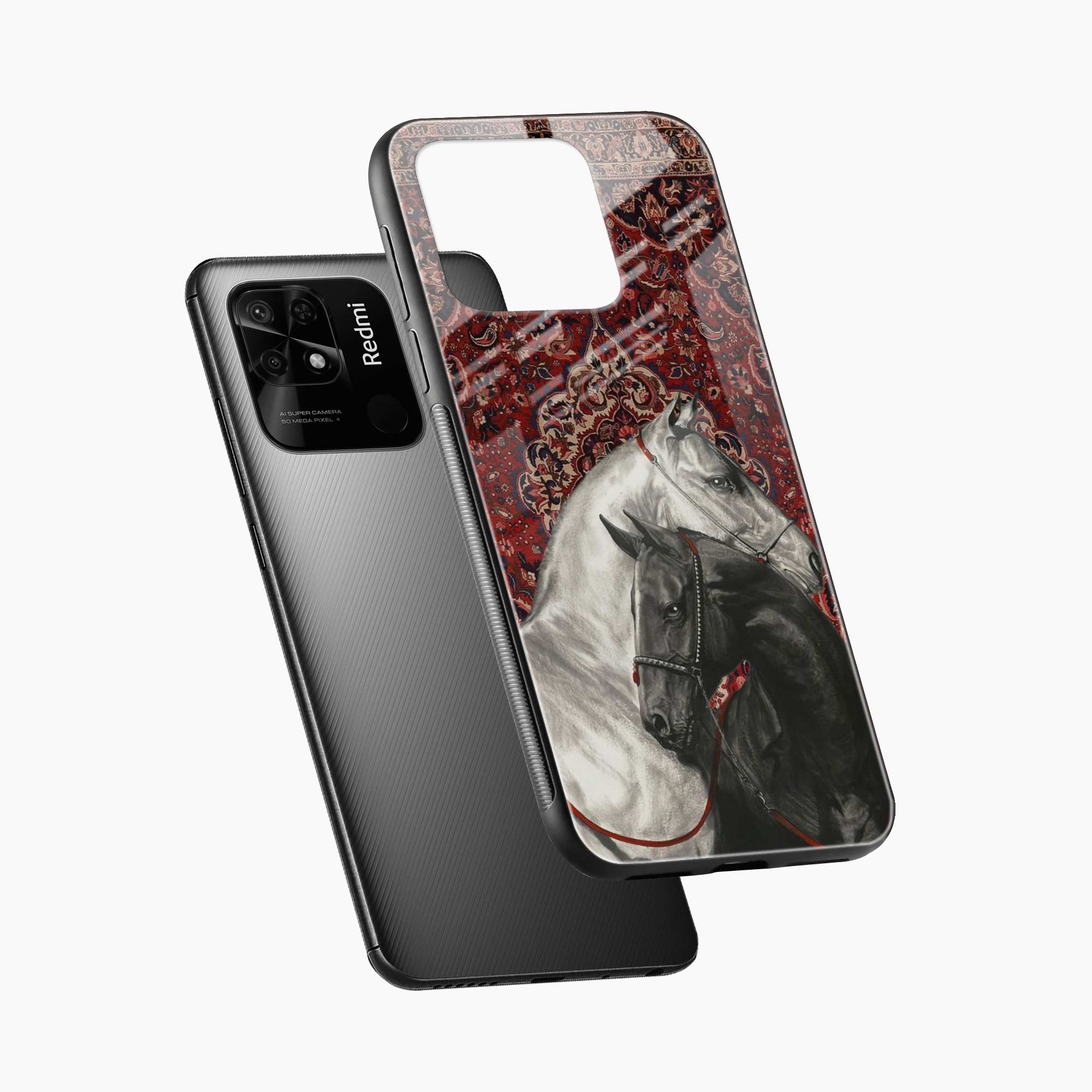 Black And White Horse Redmi 10 Back Cover