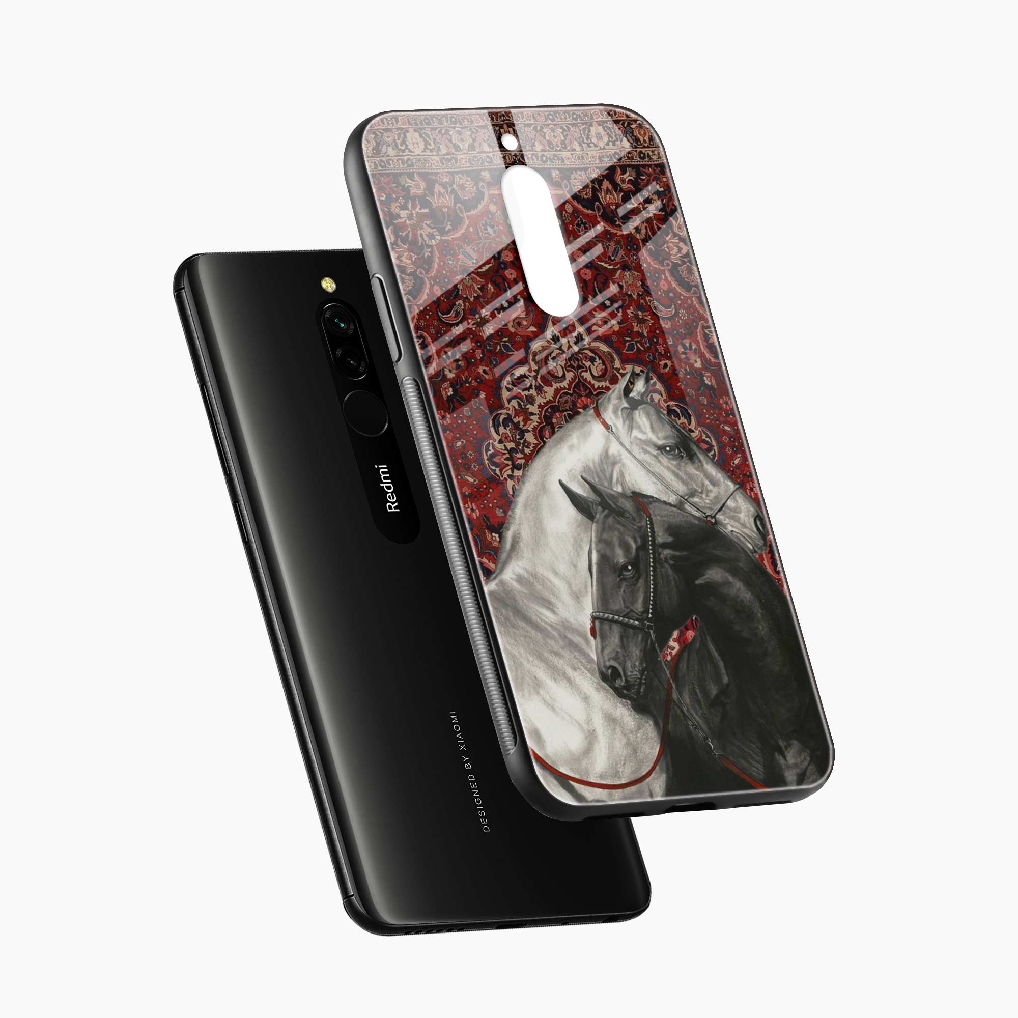 Black And White Horse Redmi 8 Back Cover