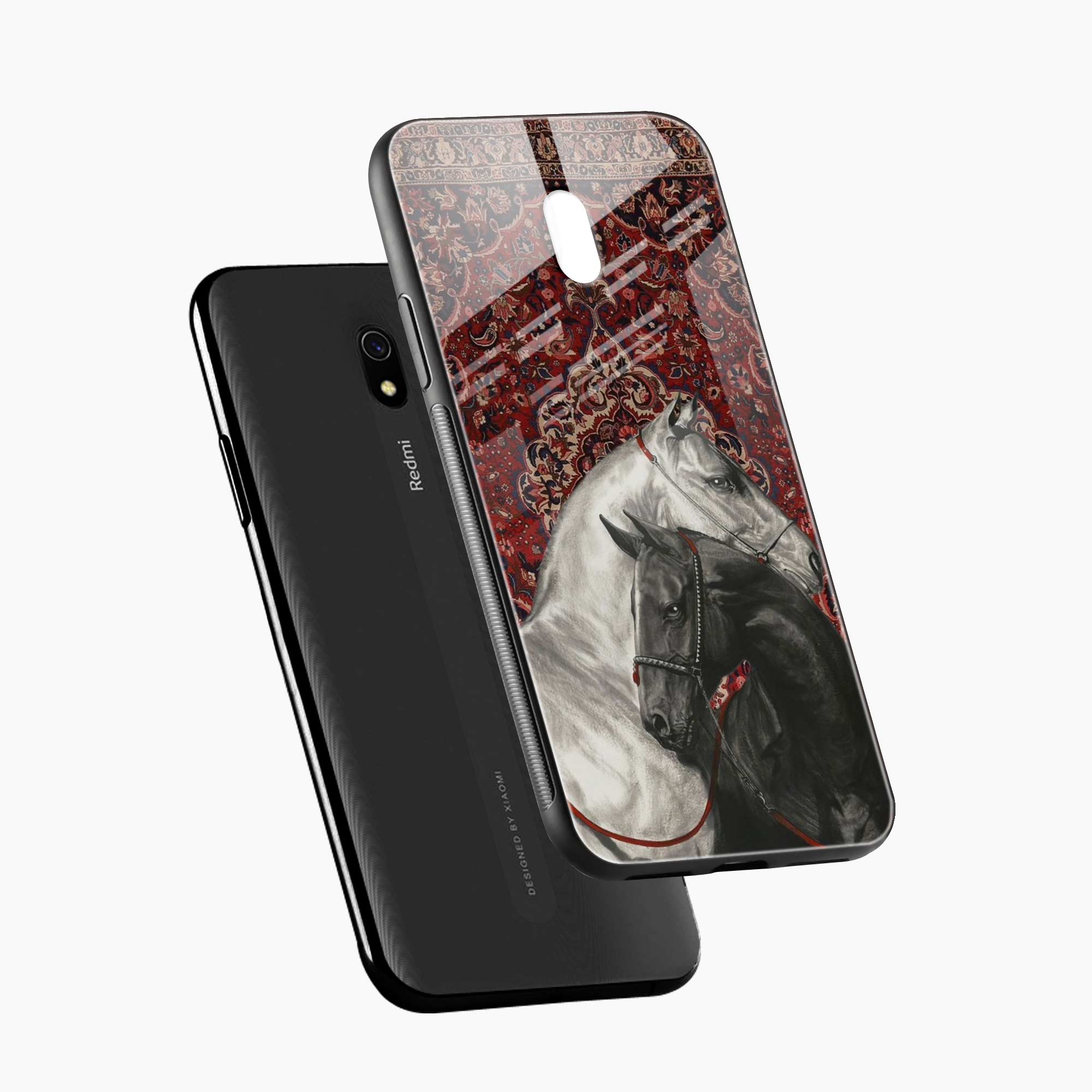 Black And White Horse Redmi 8A Back Cover