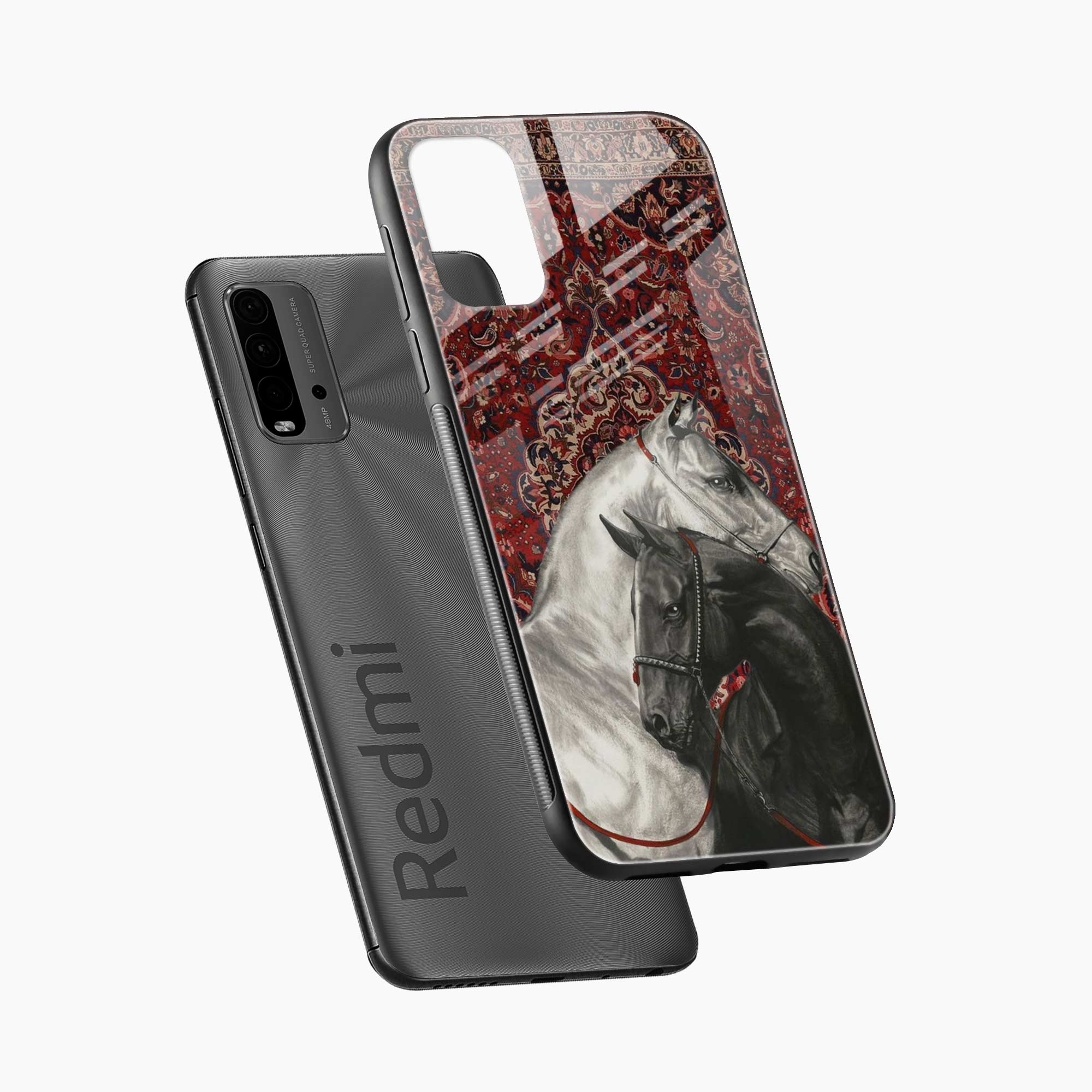Black And White Horse Redmi 9t Back Cover