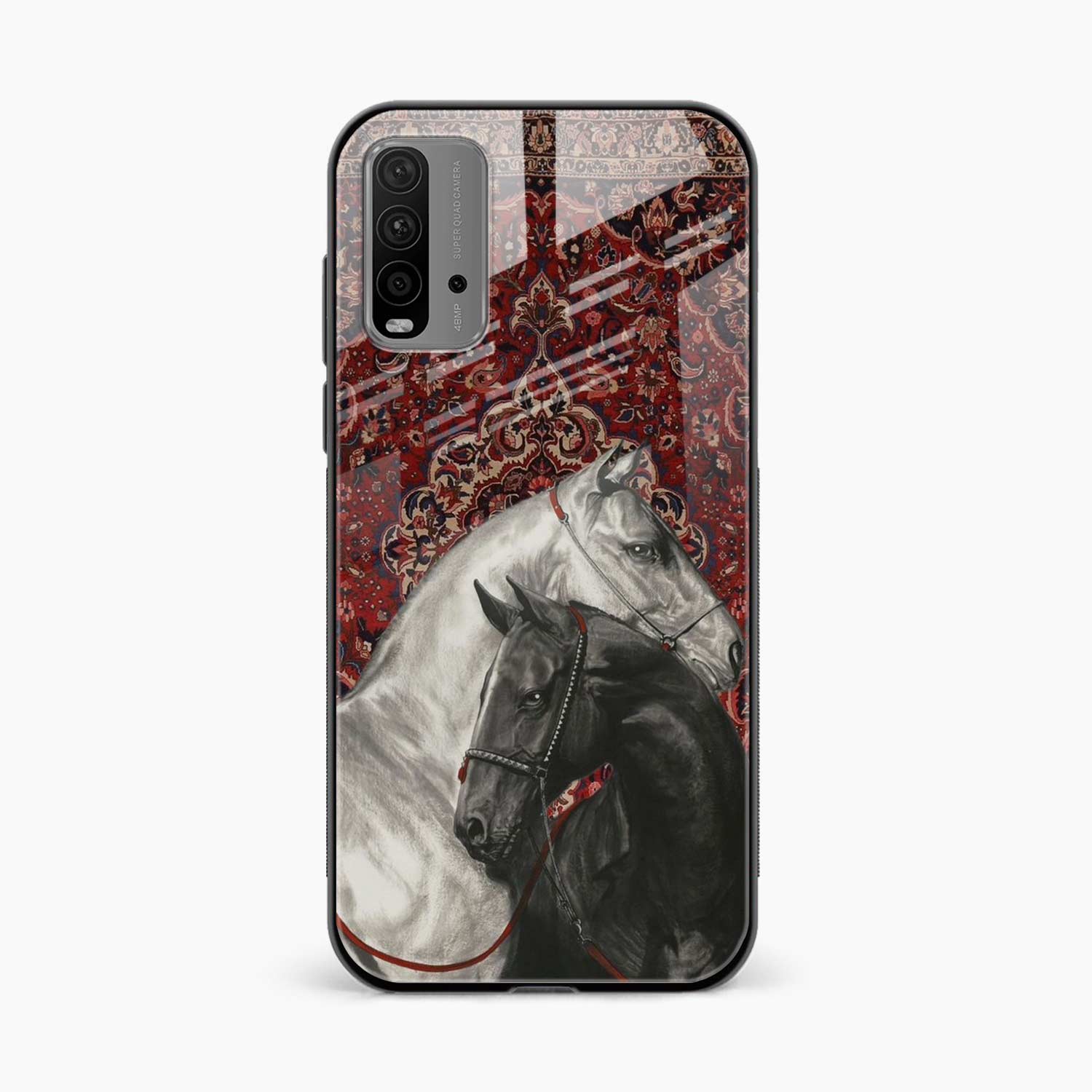Black And White Horse Redmi 9t Back Cover