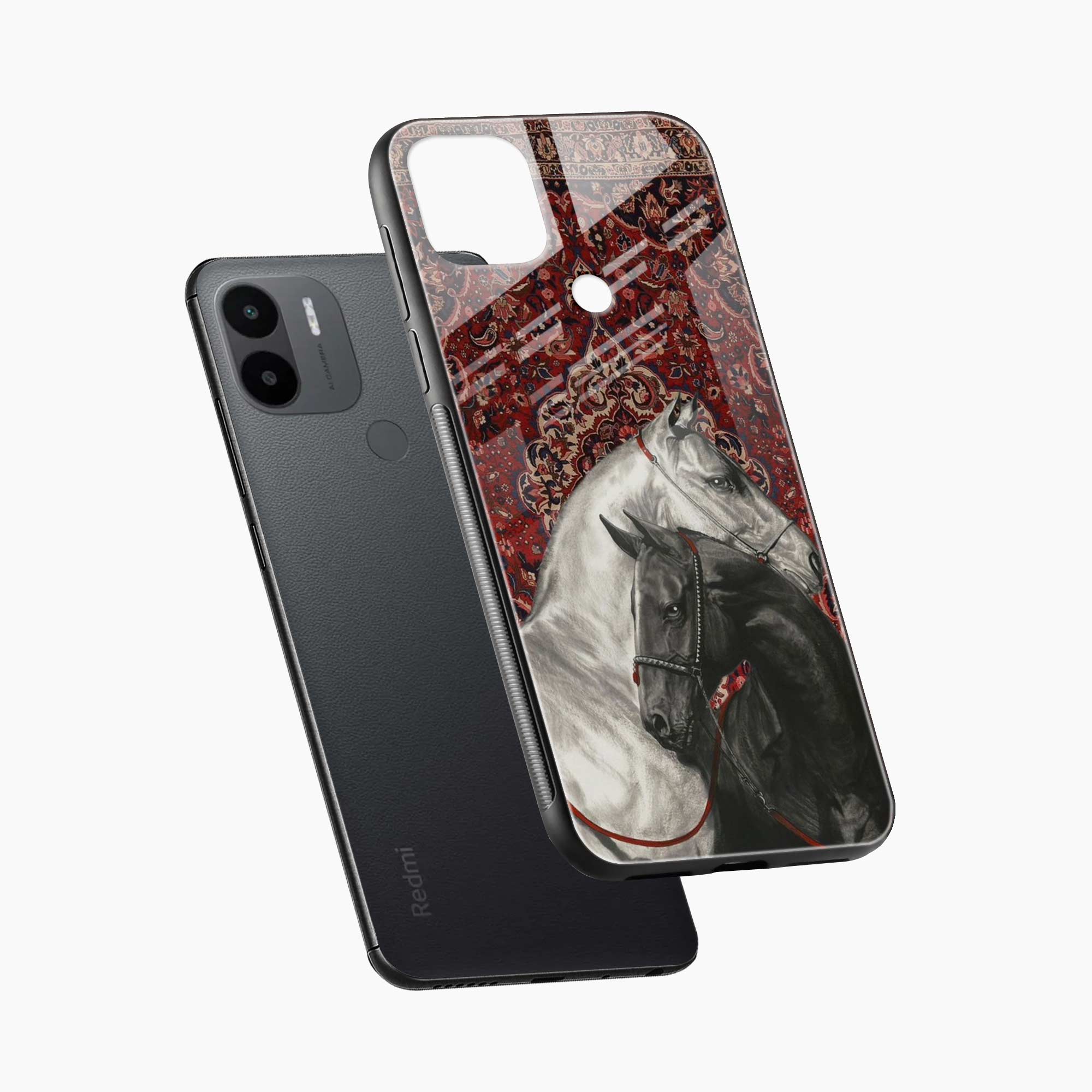 Black And White Horse Redmi A2 Plus Back Cover