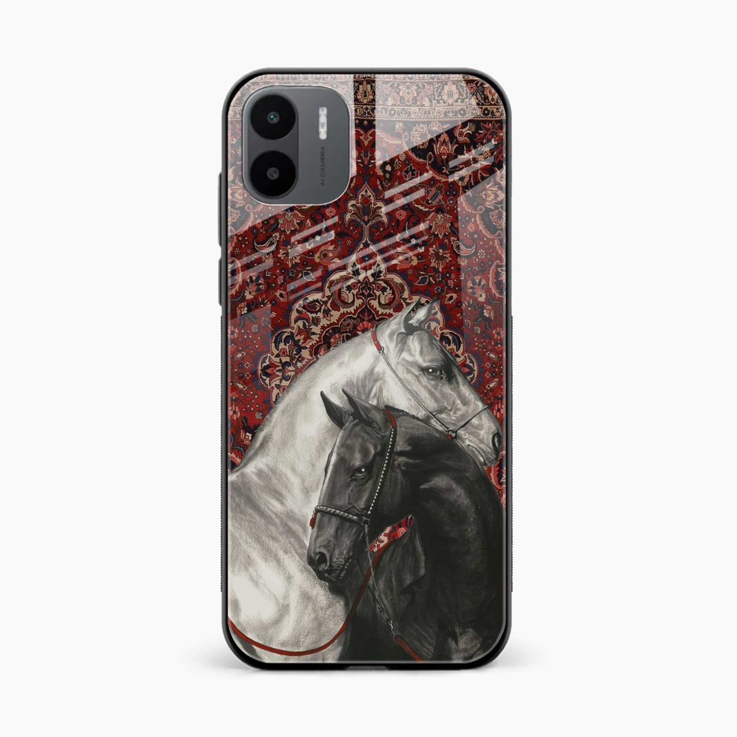 Black And White Horse Redmi A2 Back Cover