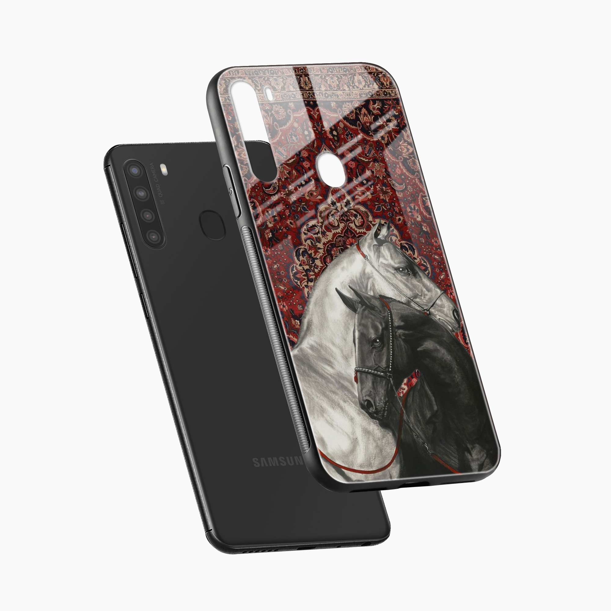 Black And White Horse Samsung A21 Back Cover