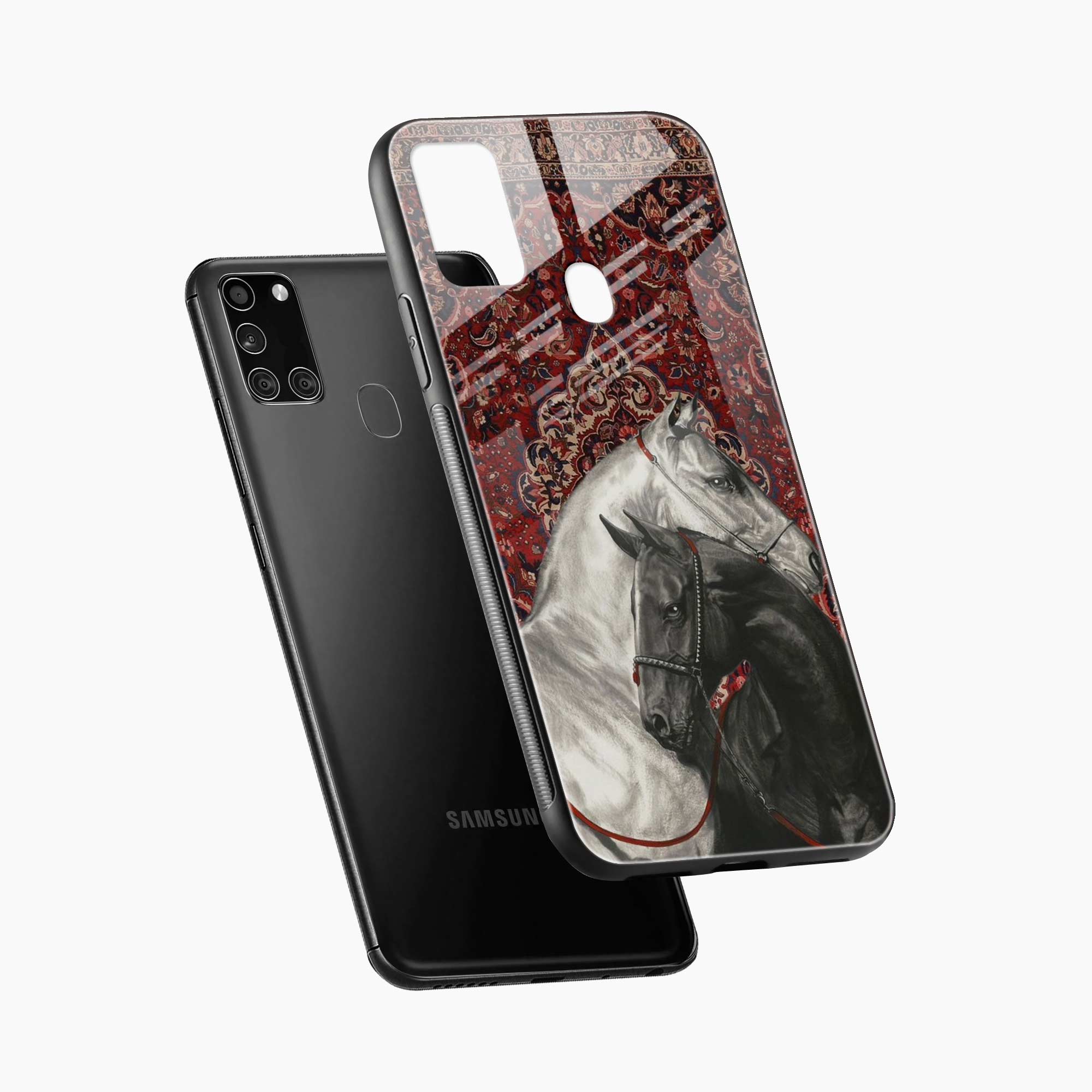 Black And White Horse Samsung A21s Back Cover