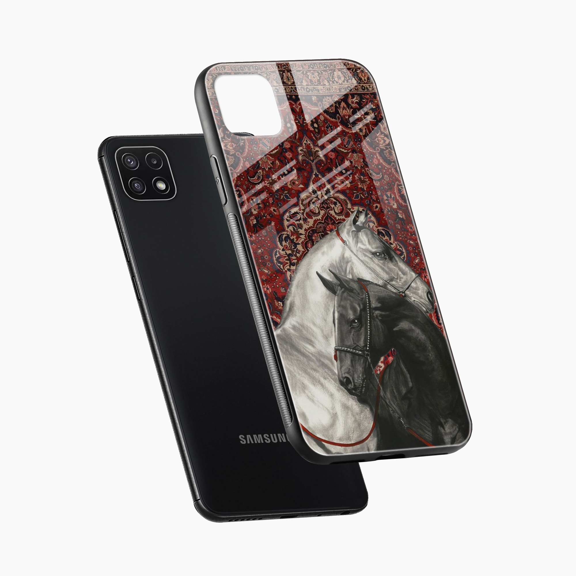 Black And White Horse Samsung A22 5G Back Cover