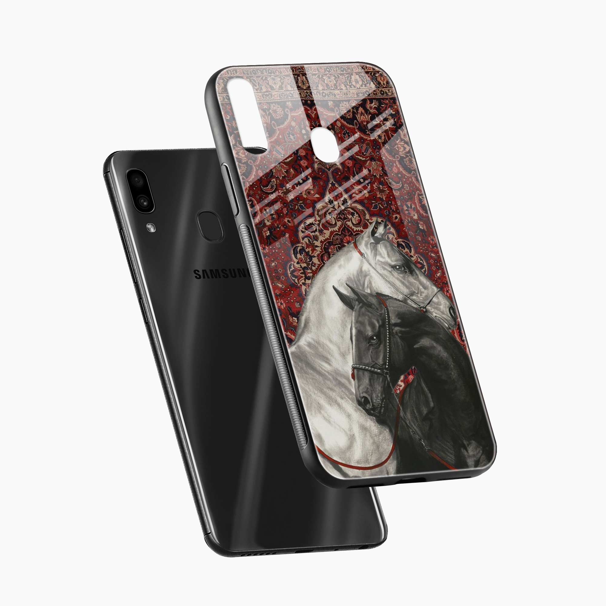 Black And White Horse Samsung A30 Back Cover