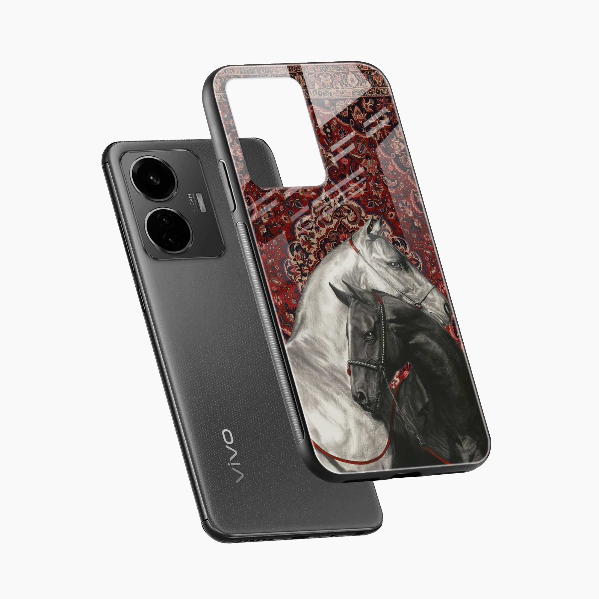 Black And White Horse Vivo T1 Back Cover
