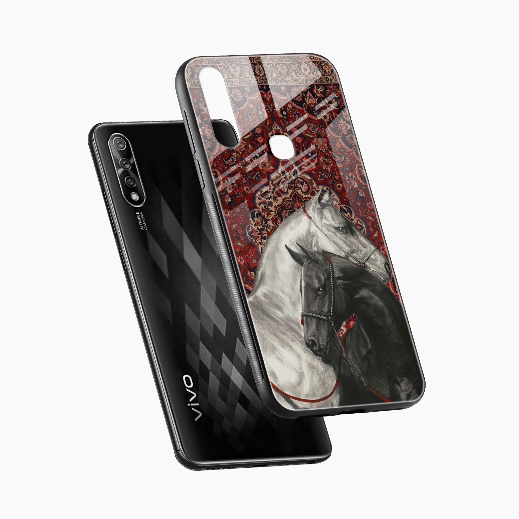 Black And White Horse Vivo U20 Back Cover