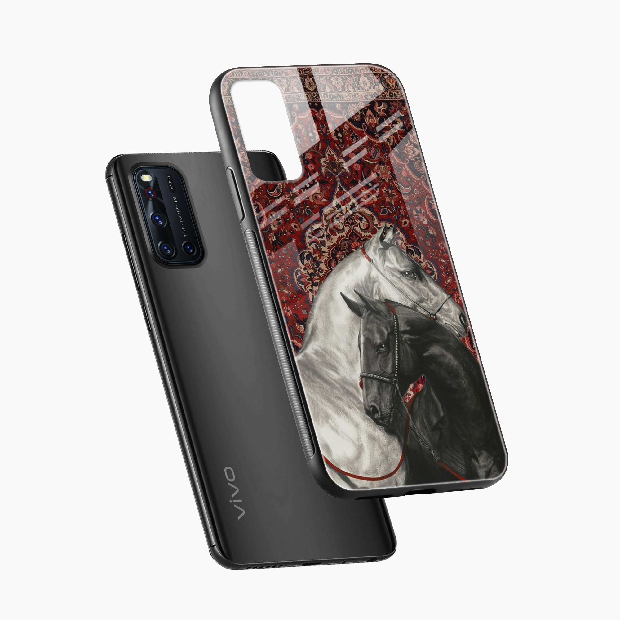 Black And White Horse Vivo V19 Back Cover