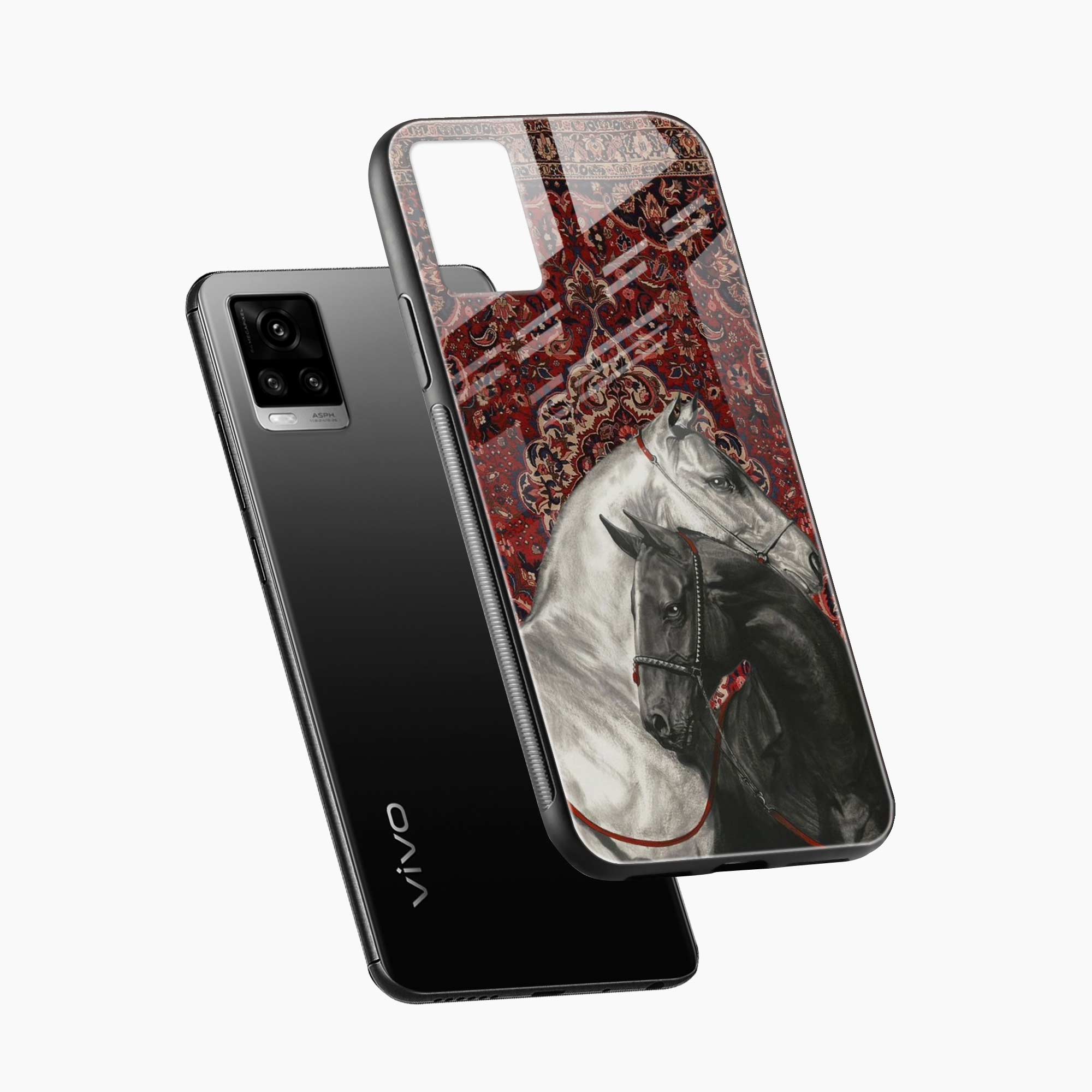 Black And White Horse Vivo V20 Back Cover