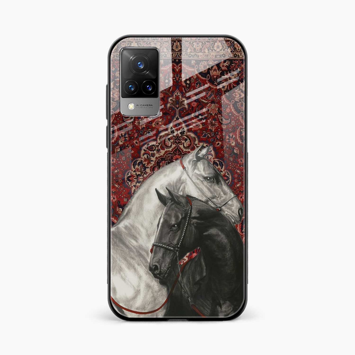 Black And White Horse Vivo V21 Back Cover