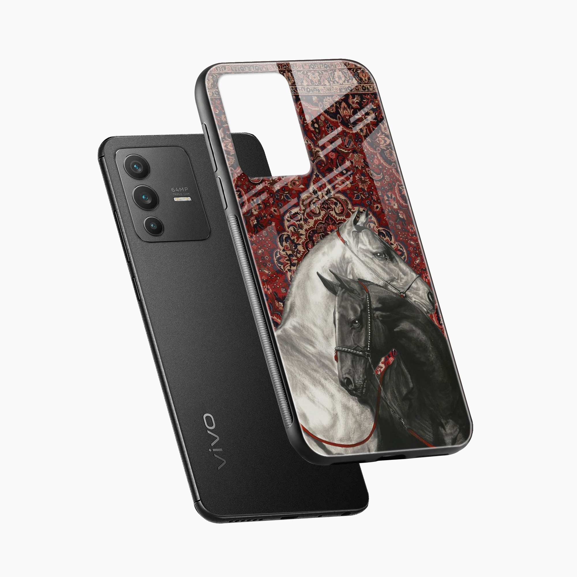 Black And White Horse Vivo V23 Pro Back Cover