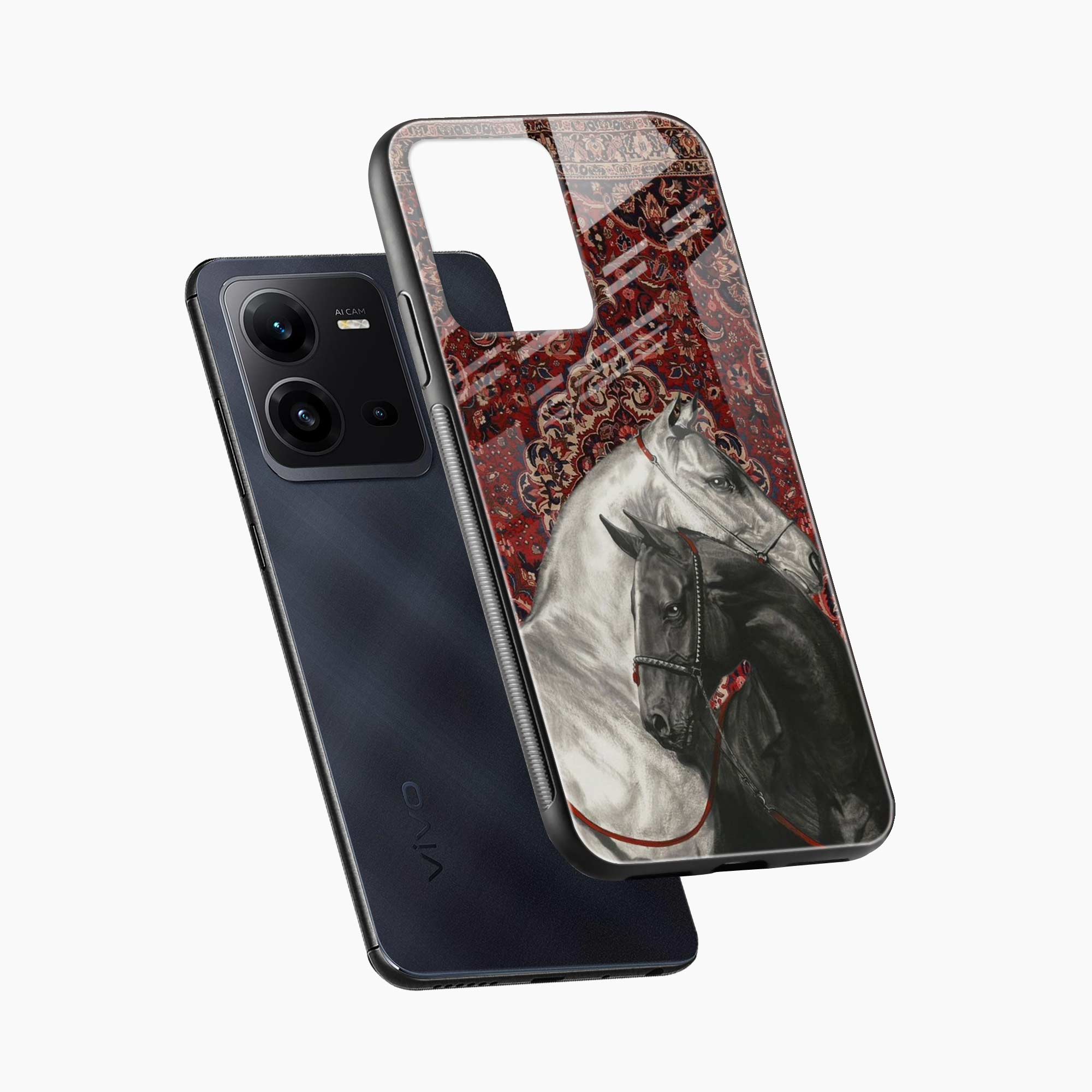 Black And White Horse Vivo V25 Back Cover