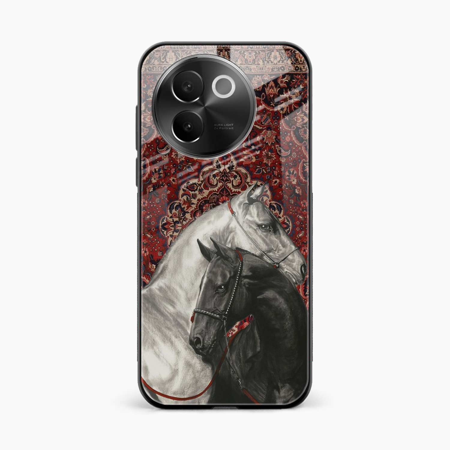 Black And White Horse Vivo V30e 5G Back Cover