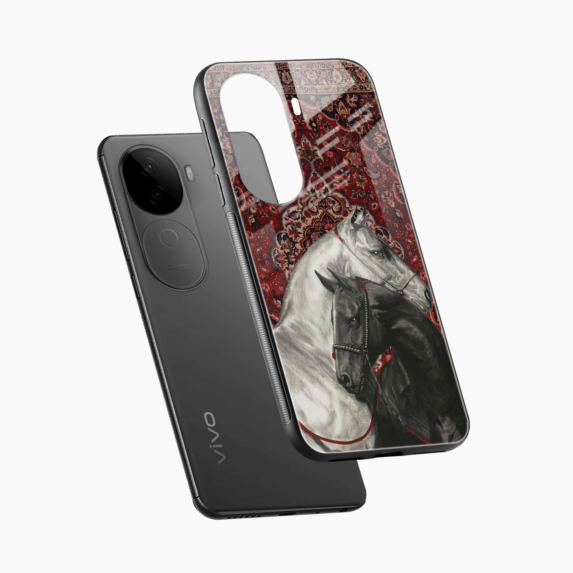 Black And White Horse Vivo V40e 5G Back Cover