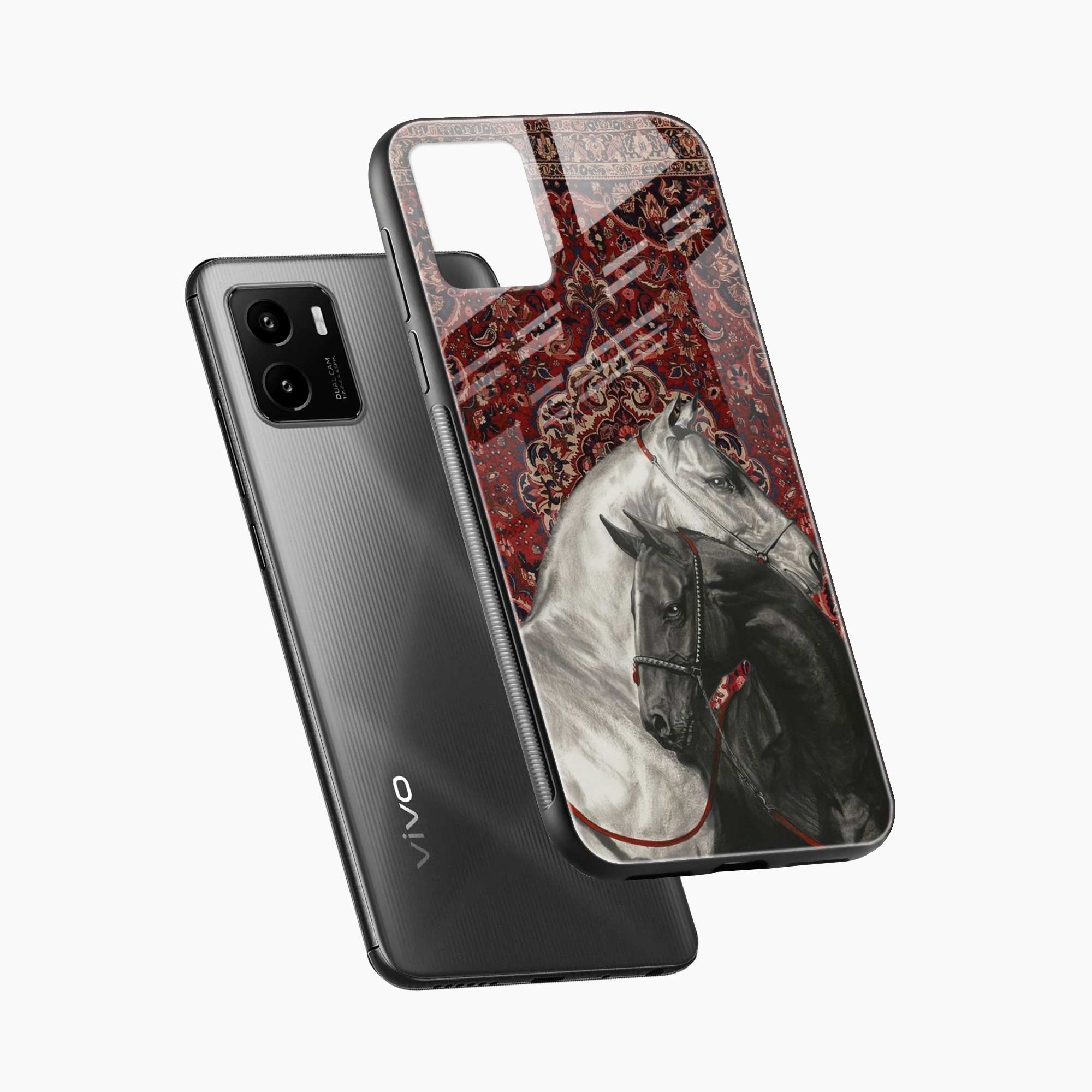 Black And White Horse Vivo Y15s Back Cover