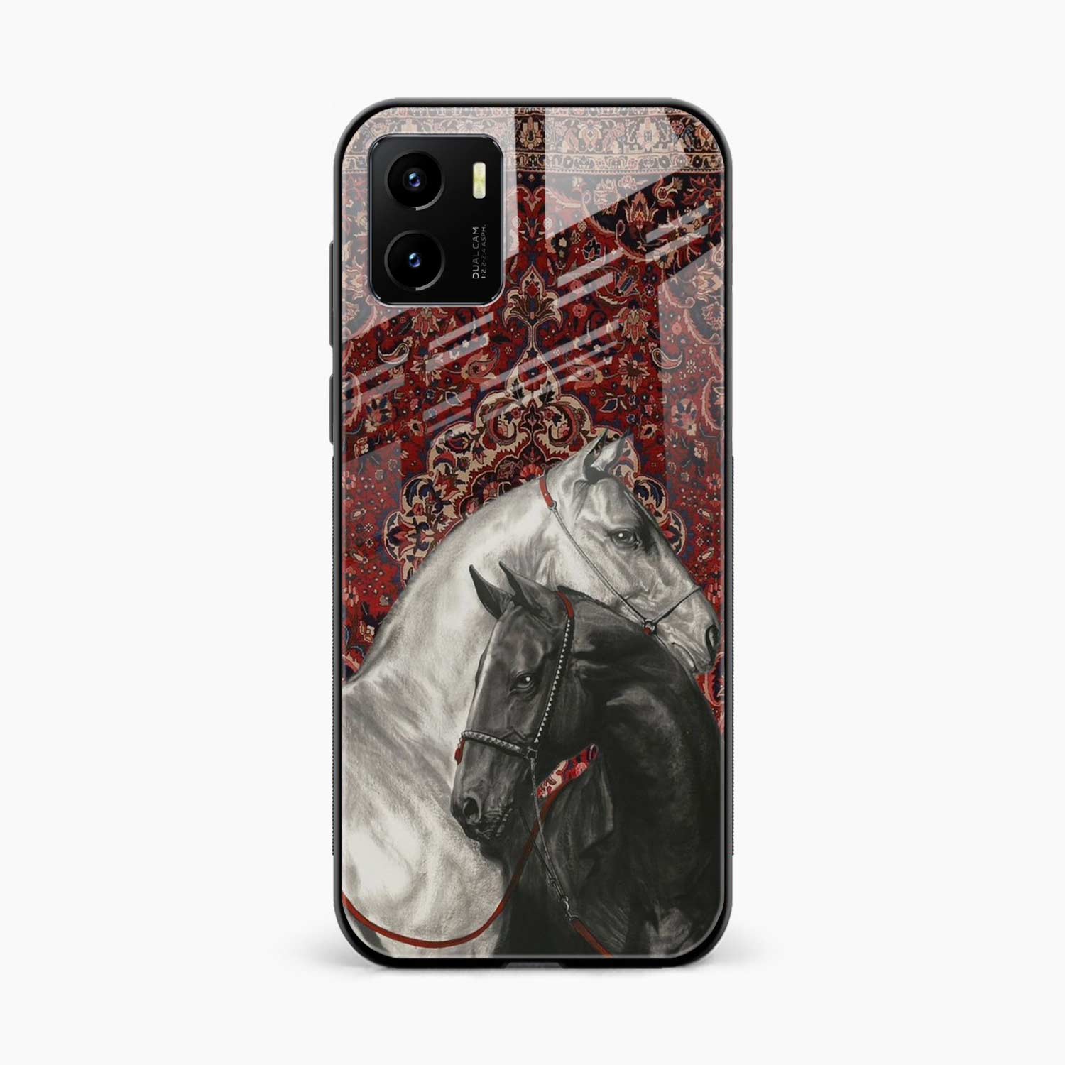 Black And White Horse Vivo Y15s Back Cover