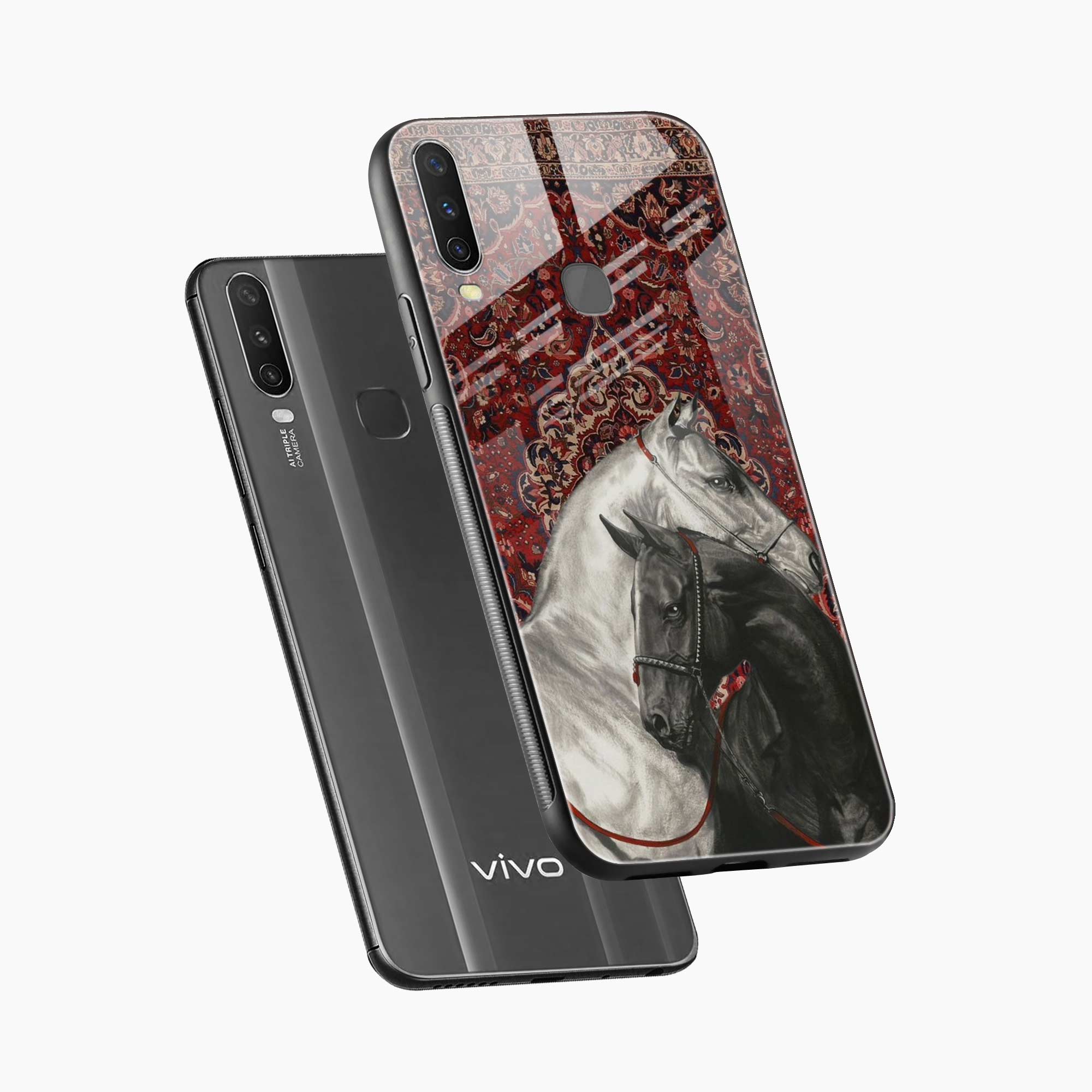 Black And White Horse Vivo Y17 Back Cover