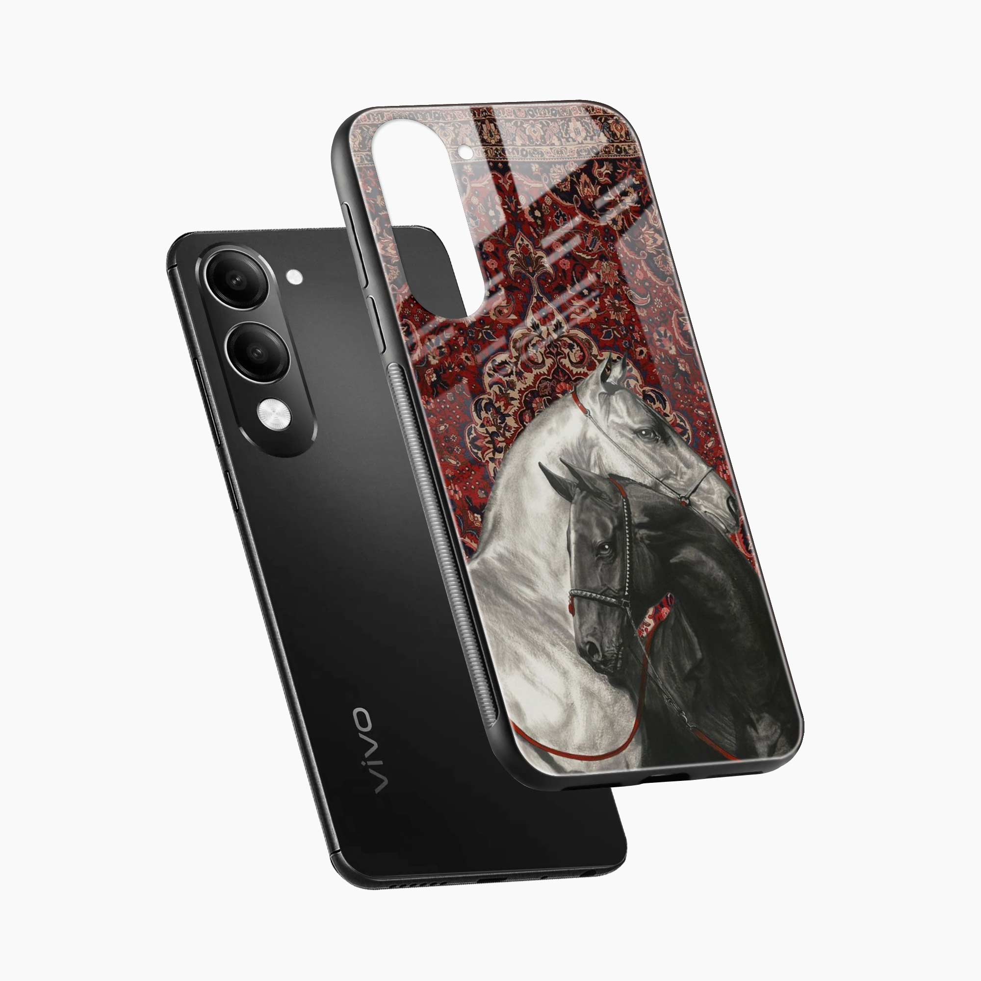 Black And White Horse Vivo Y19e Back Cover