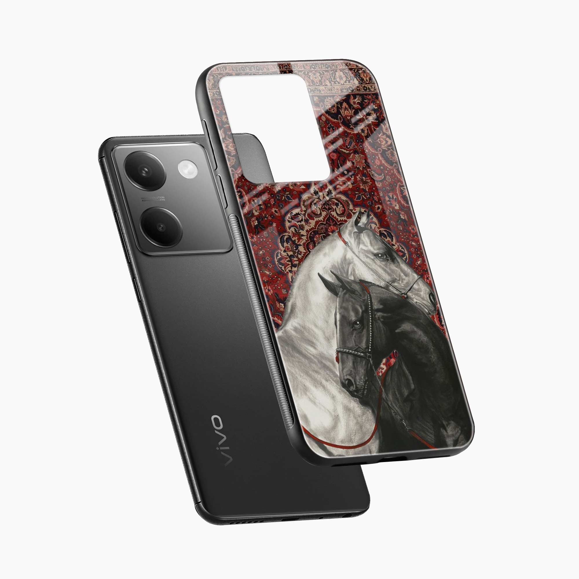 Black And White Horse Vivo Y200 Pro 5G Back Cover