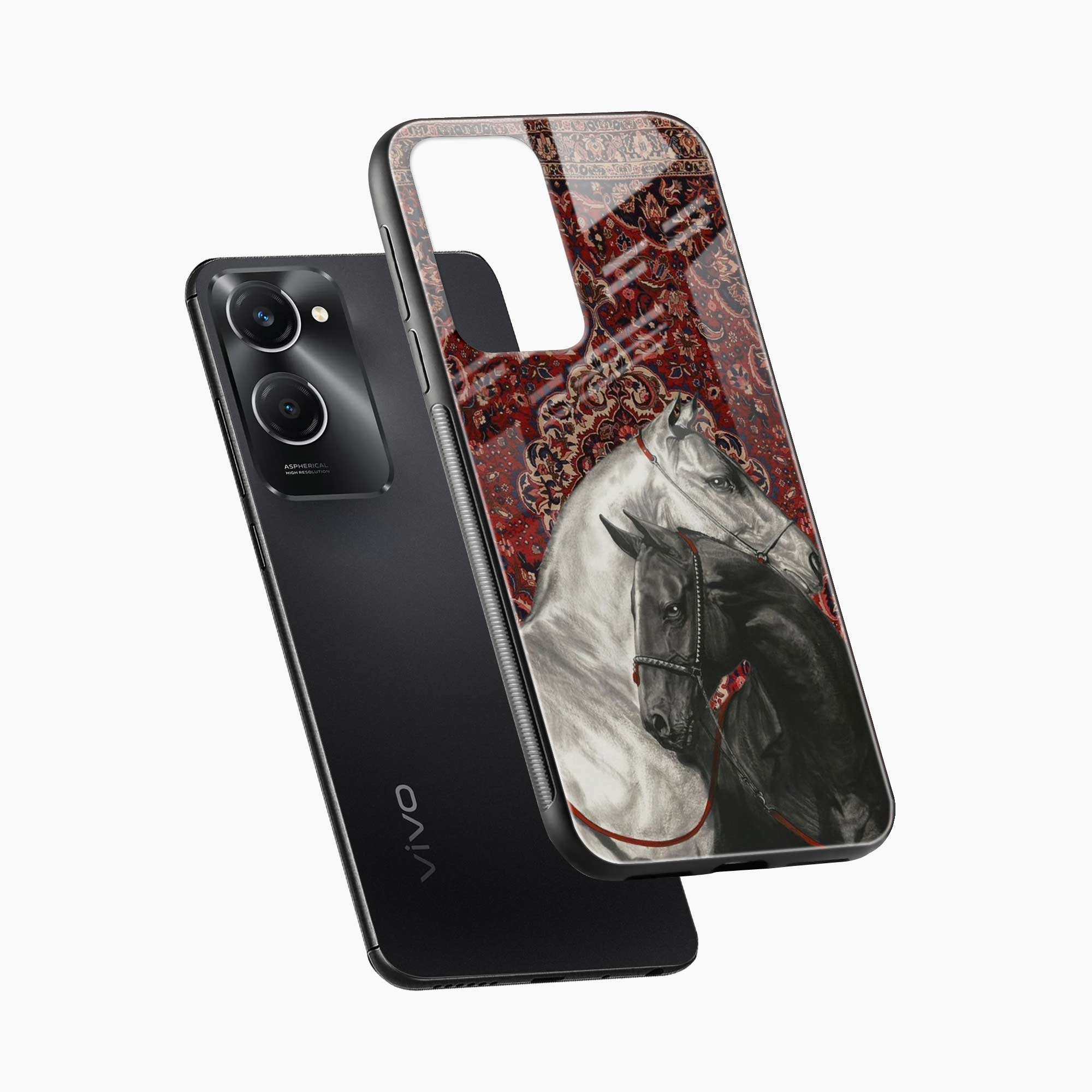 Black And White Horse Vivo Y28e 5G Back Cover
