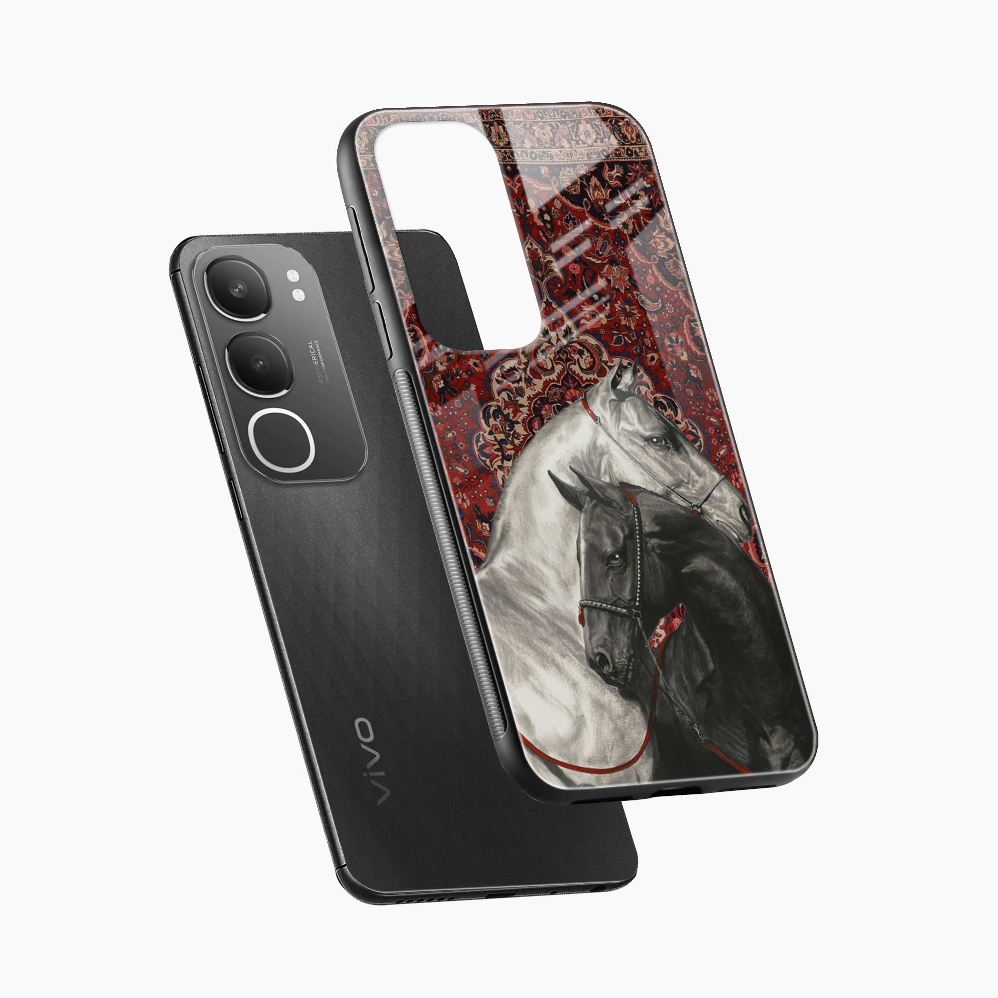 Black And White Horse Vivo Y29 5G Back Cover