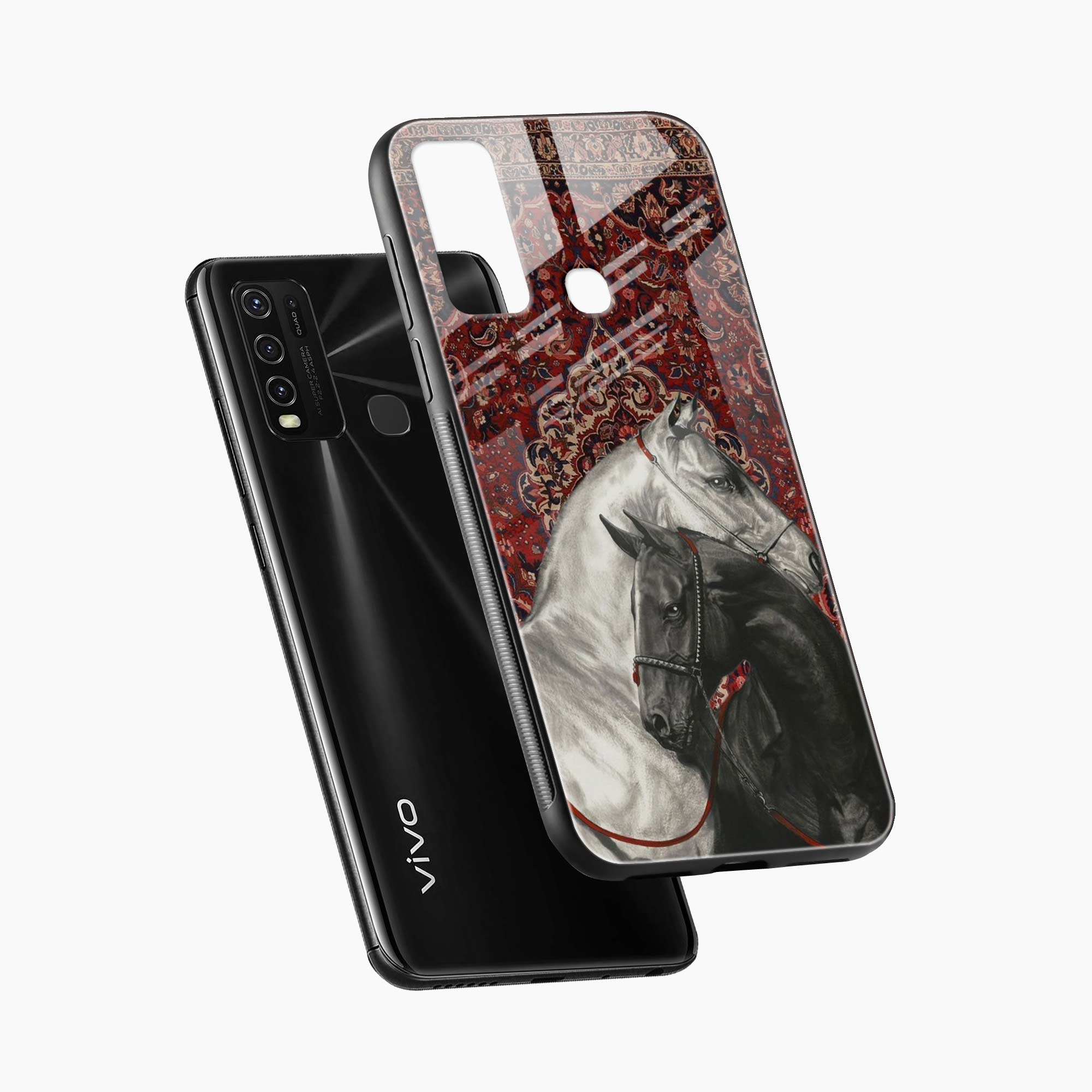 Black And White Horse Vivo Y30 Back Cover