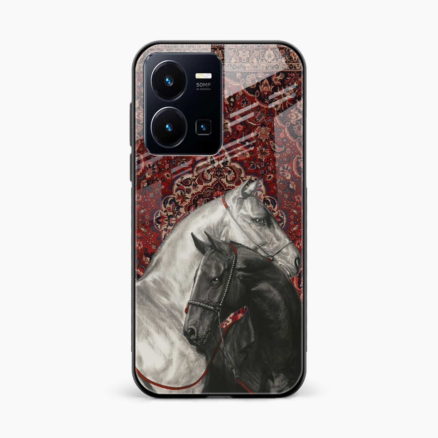 Black And White Horse Vivo Y35 Back Cover