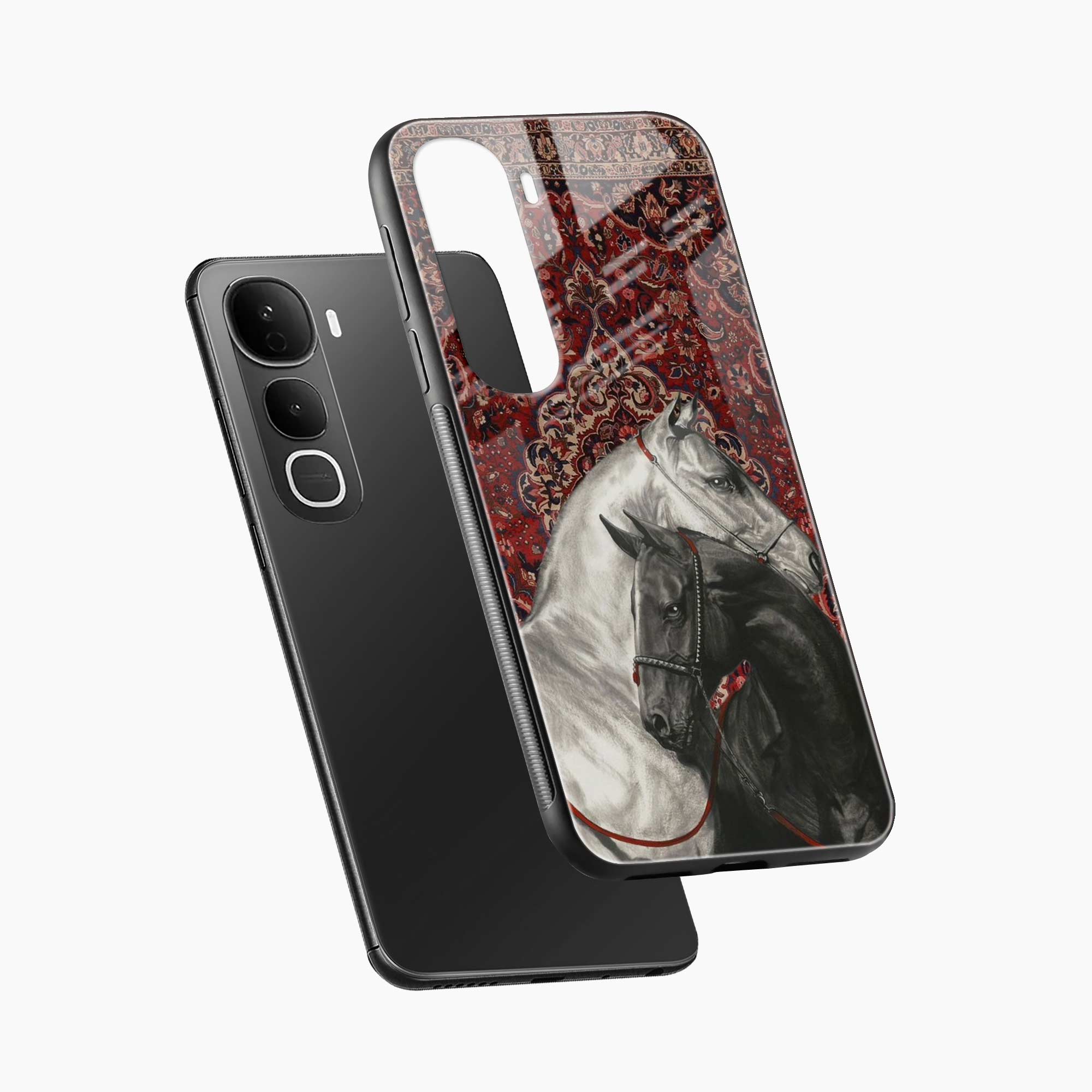 Black And White Horse Vivo Y400 Pro 5G Back Cover