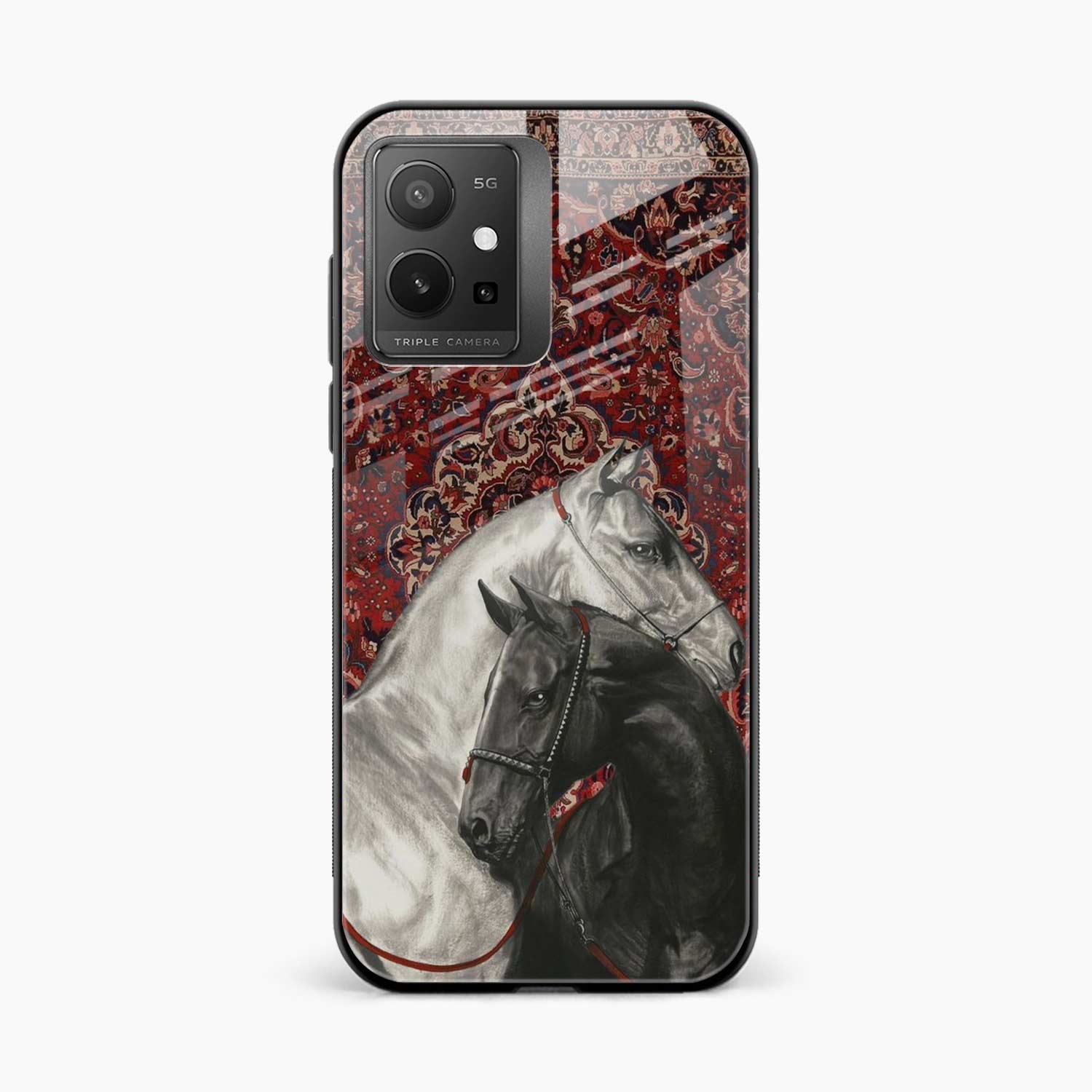 Black And White Horse Vivo Y75 5G Back Cover