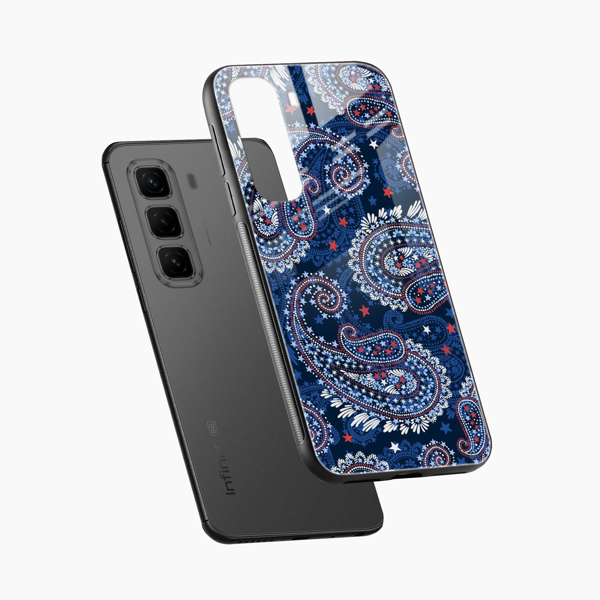 Blue Colored Classical Pattern Infinix Hot 50 5G Back Cover