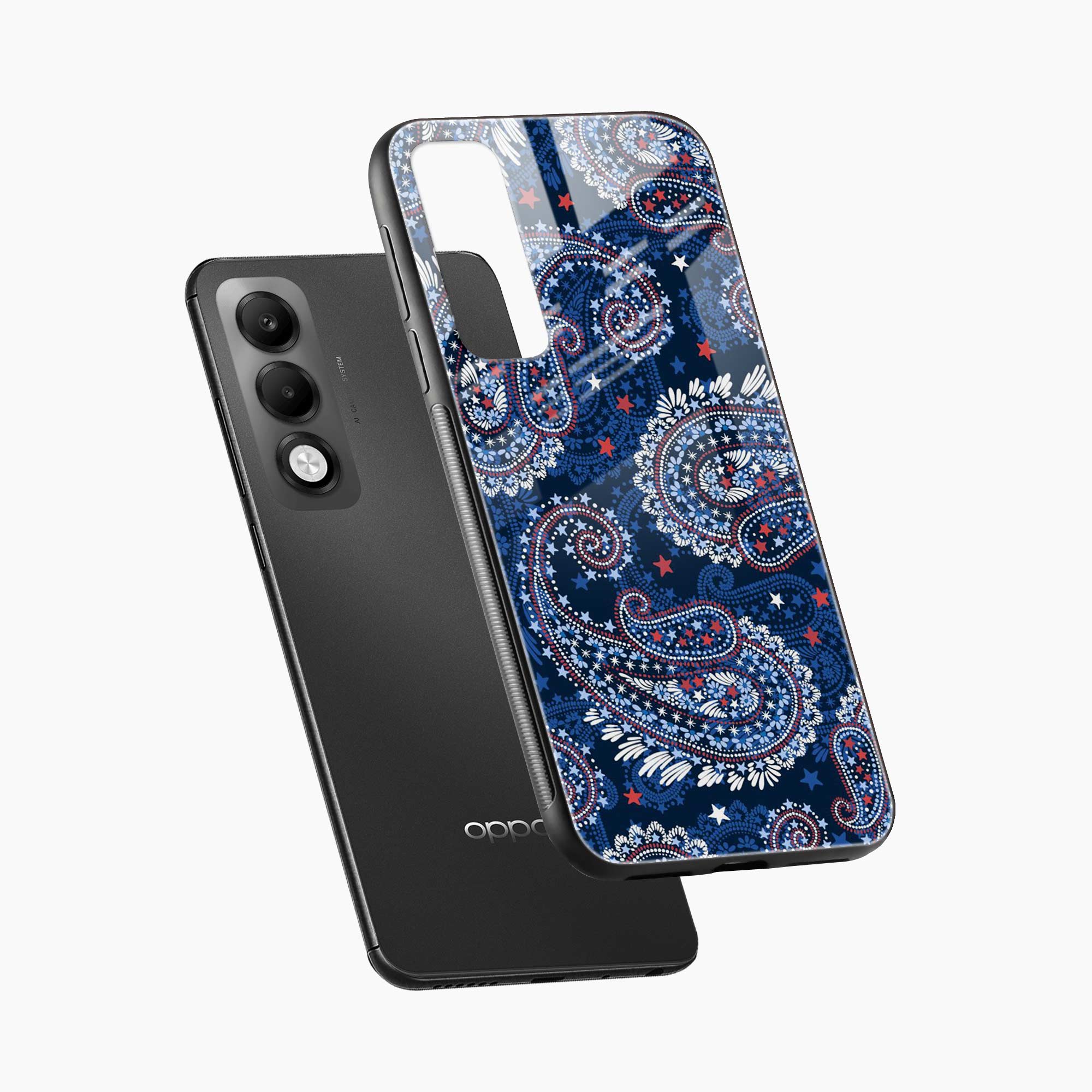 Blue Colored Classical Pattern Oppo K13x 5G Back Cover