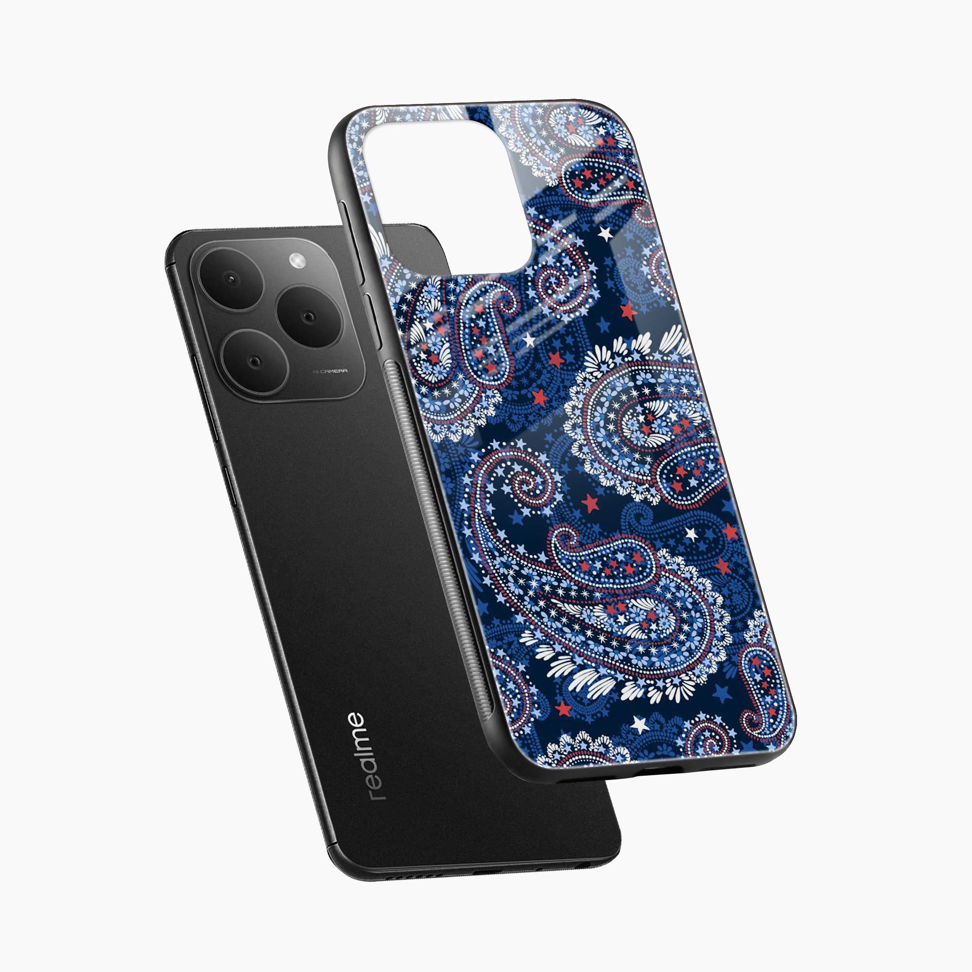 Blue Colored Classical Pattern Realme 15t 5G Back Cover