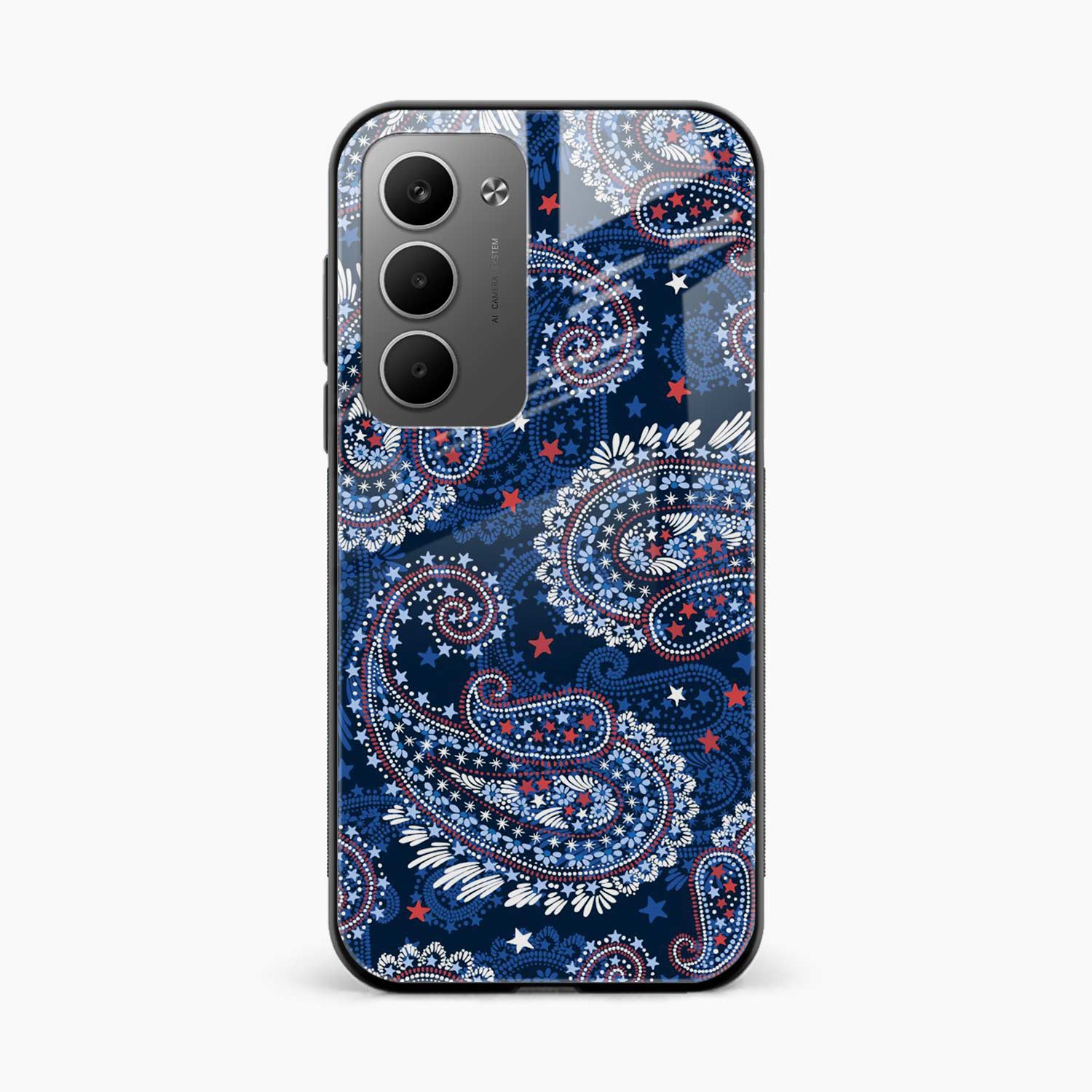 Blue Colored Classical Pattern Redmi 15 5G Back Cover