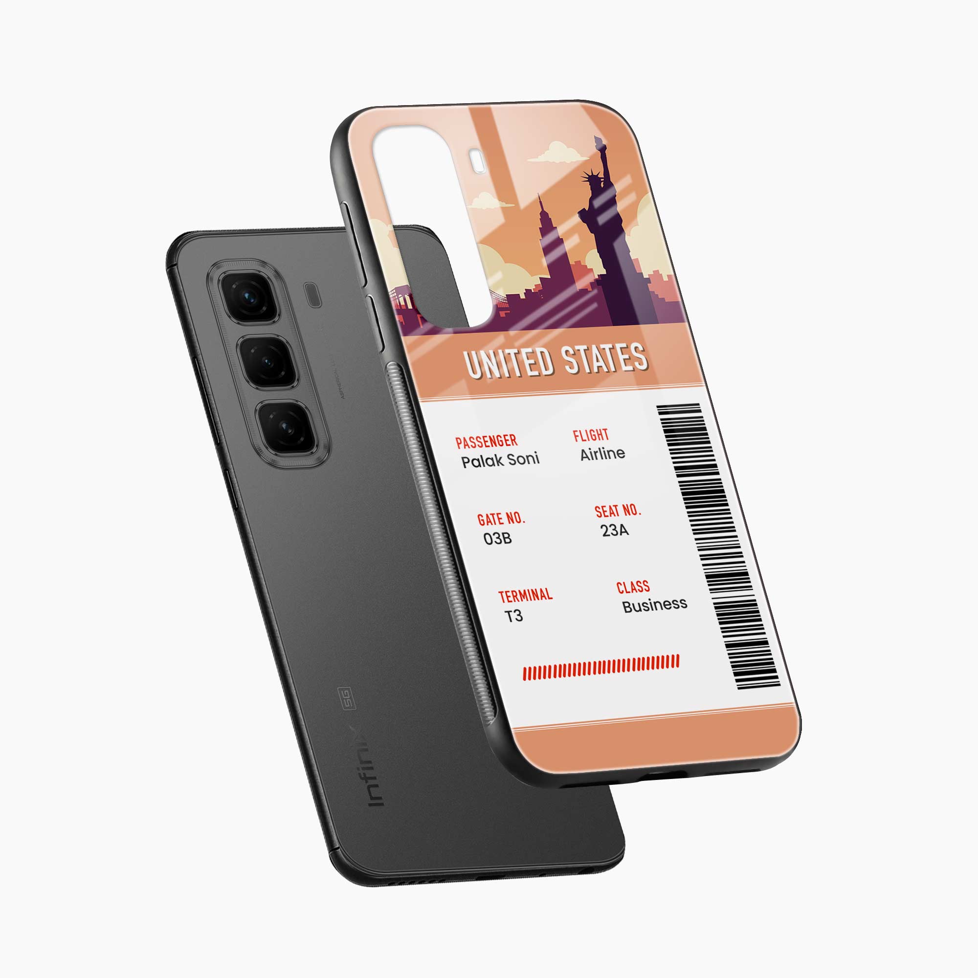 United States Boarding Pass Infinix Hot 50 5G Back Cover